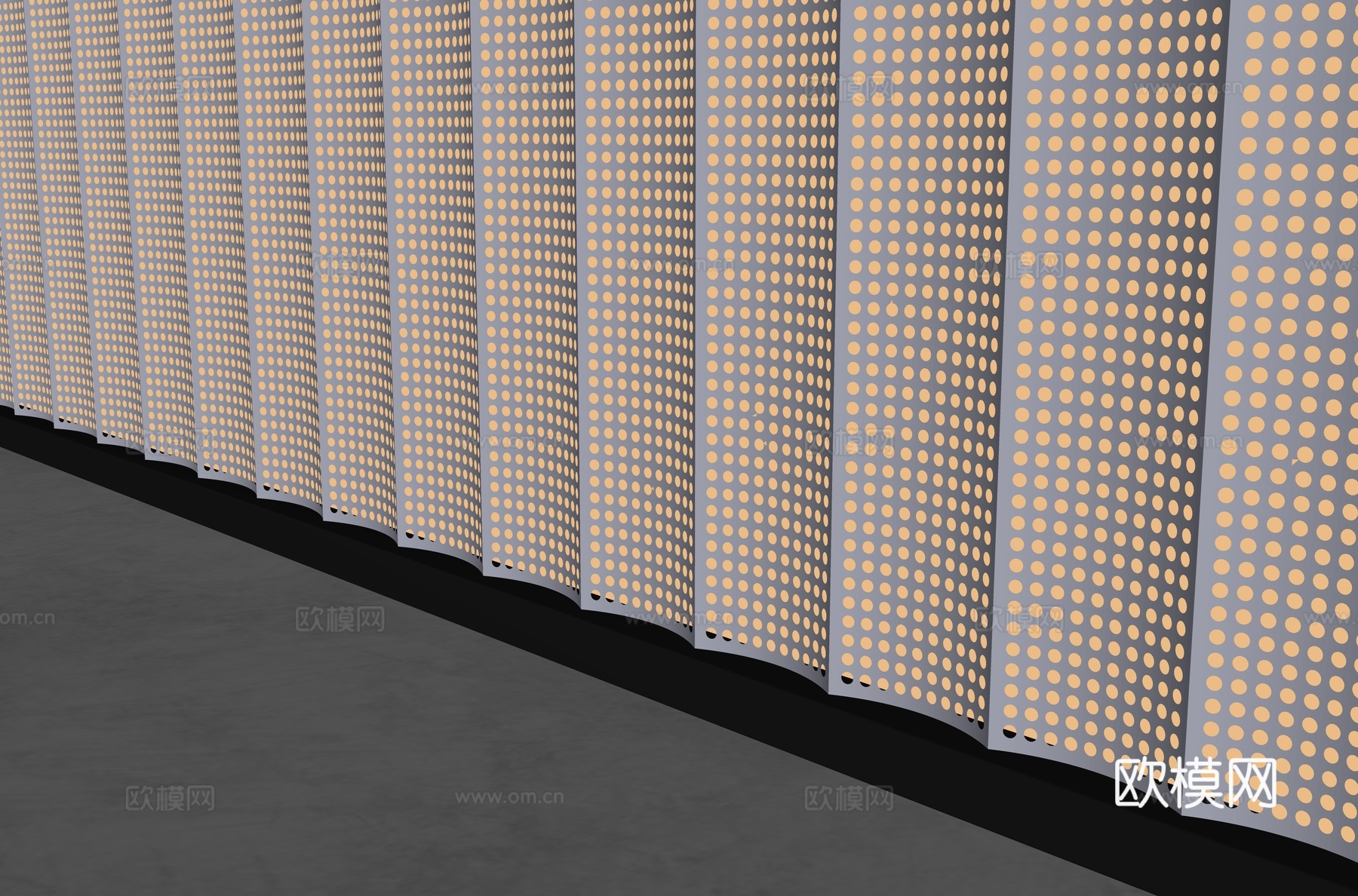 现代孔板 孔板背景墙 现代背景墙 展厅背景墙 弧形孔板 外墙su模型