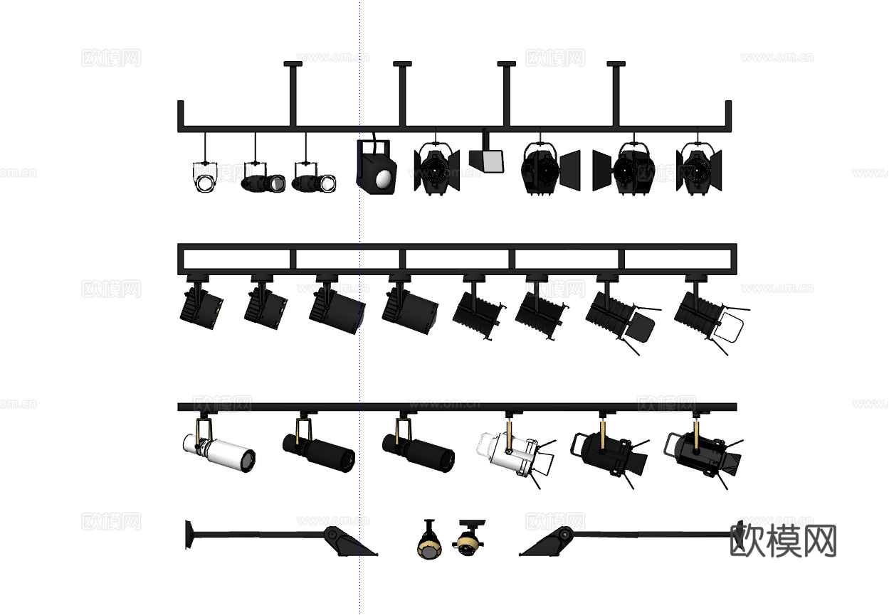 现代轨道射灯su模型