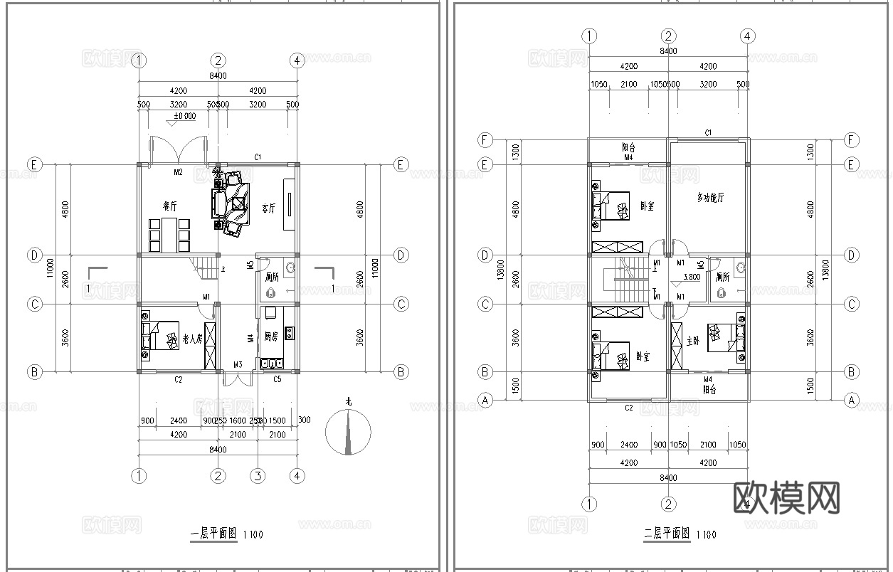 乡村自建房别墅建筑 最新全套施工图设计cad施工图