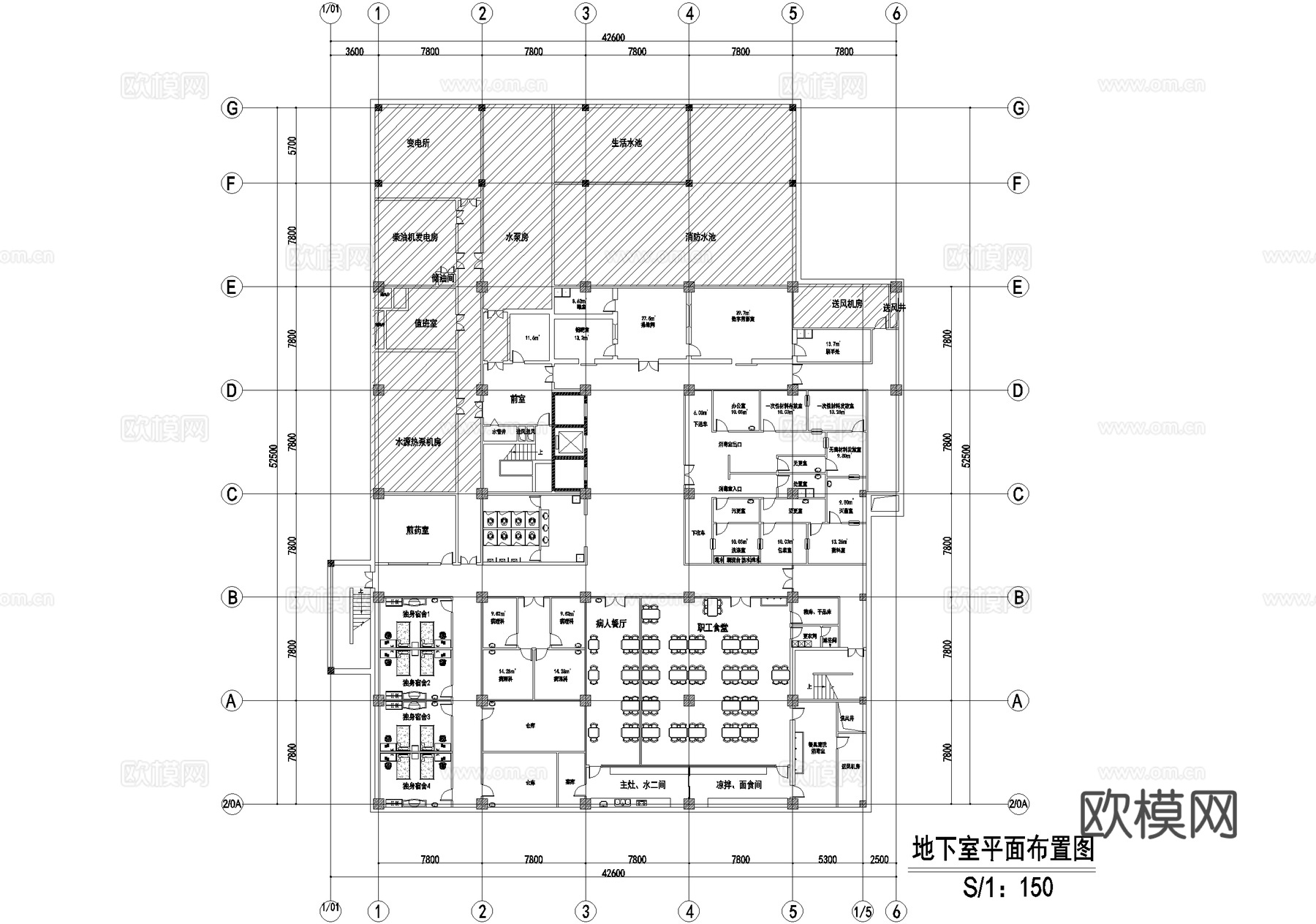 医院门诊楼 九层平面图 地下室cad施工图