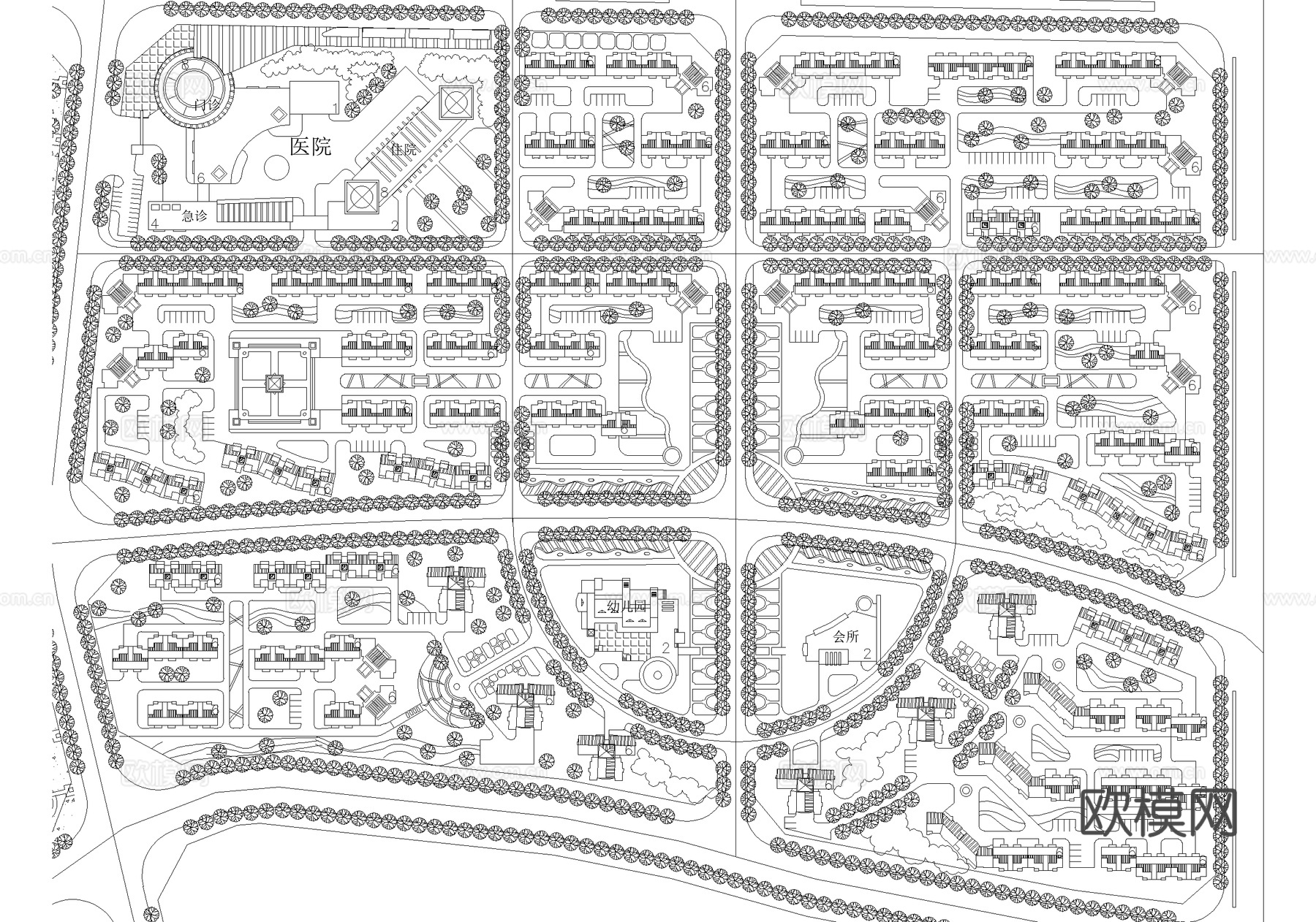 国家高新技术产业开发区控制性规划平面图 城市规划cad施工图