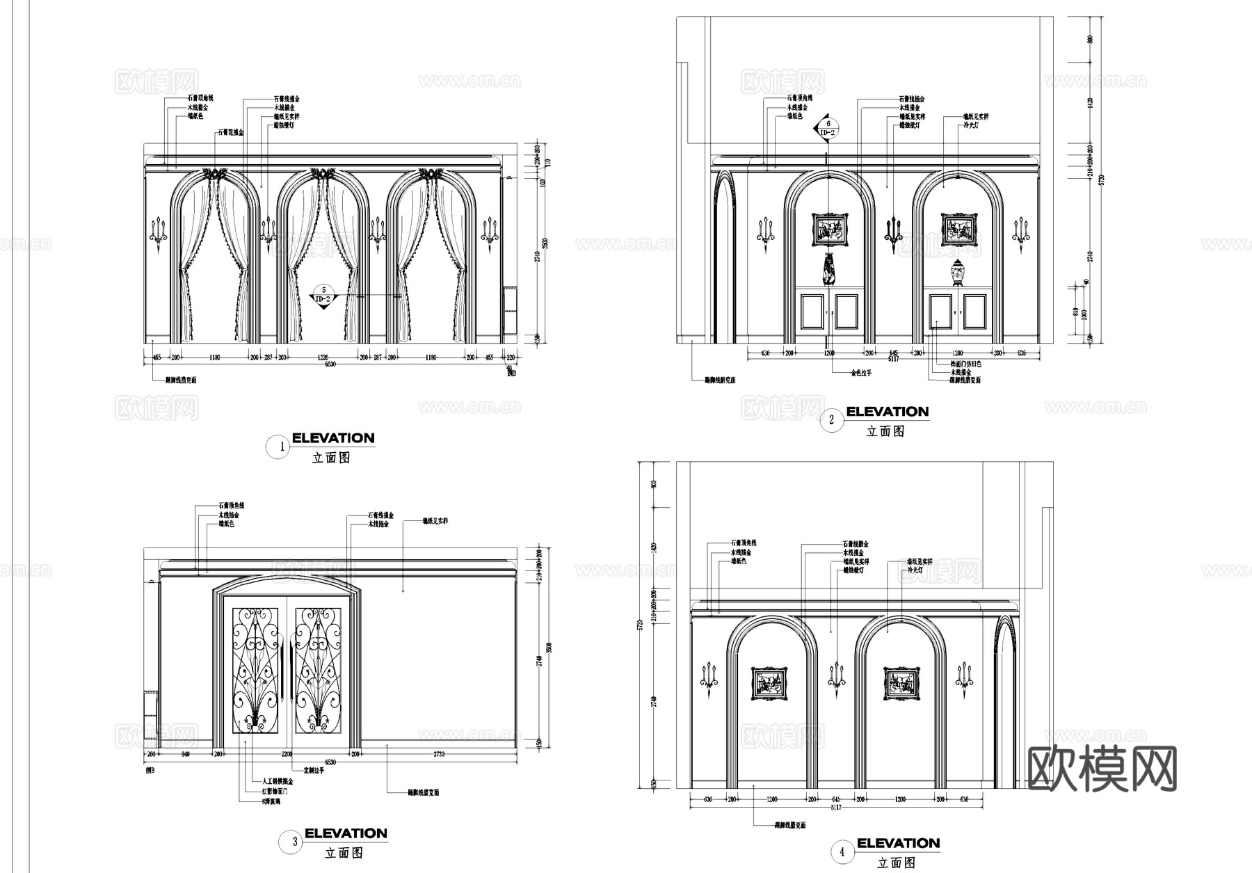 上海外国语大学食堂三层室内装饰CAD施工图集cad施工图