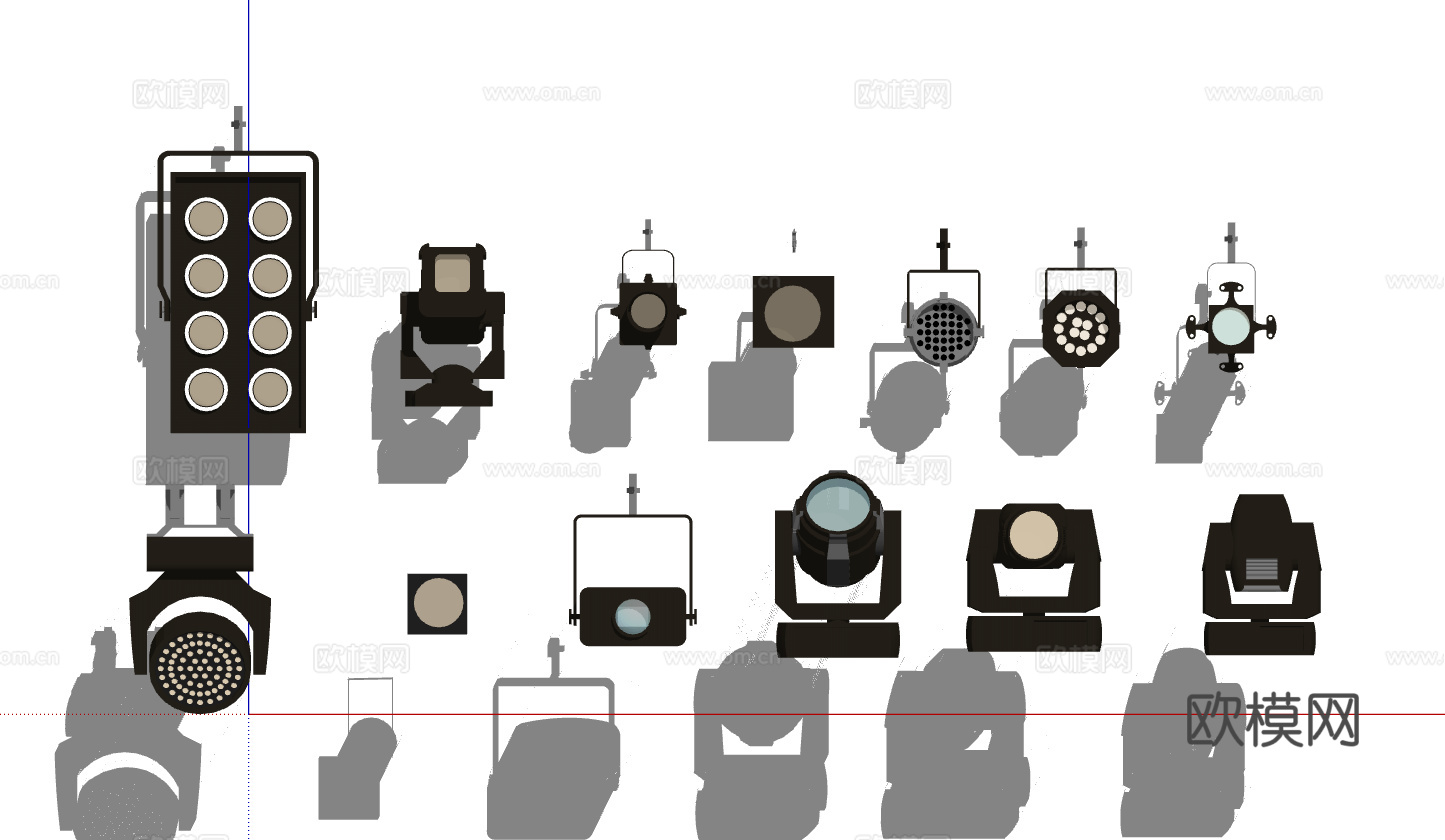现代舞台射灯聚光灯追光灯su模型