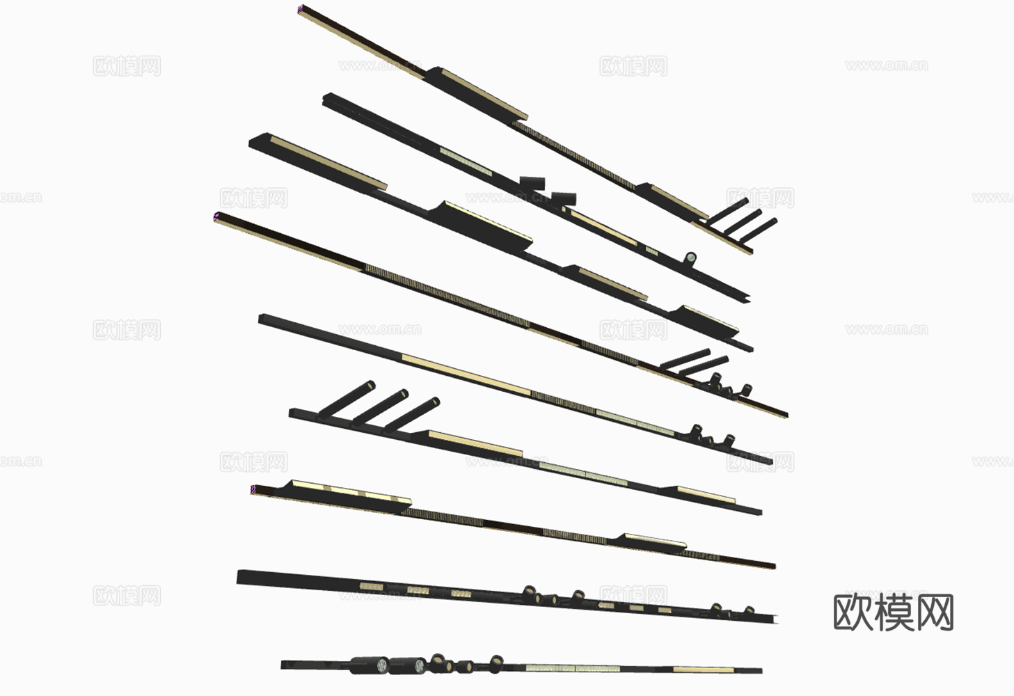 现代射灯筒灯轨道射灯合集su模型