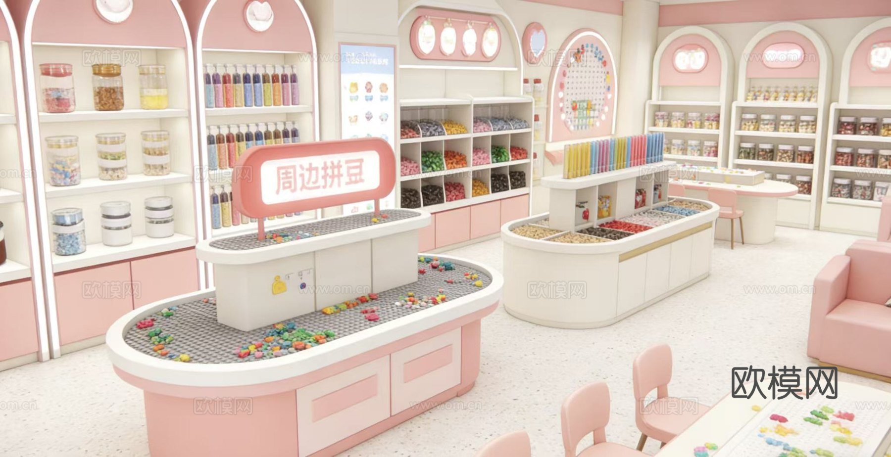 拼豆店平面图 专卖店平面图 效果图cad施工图