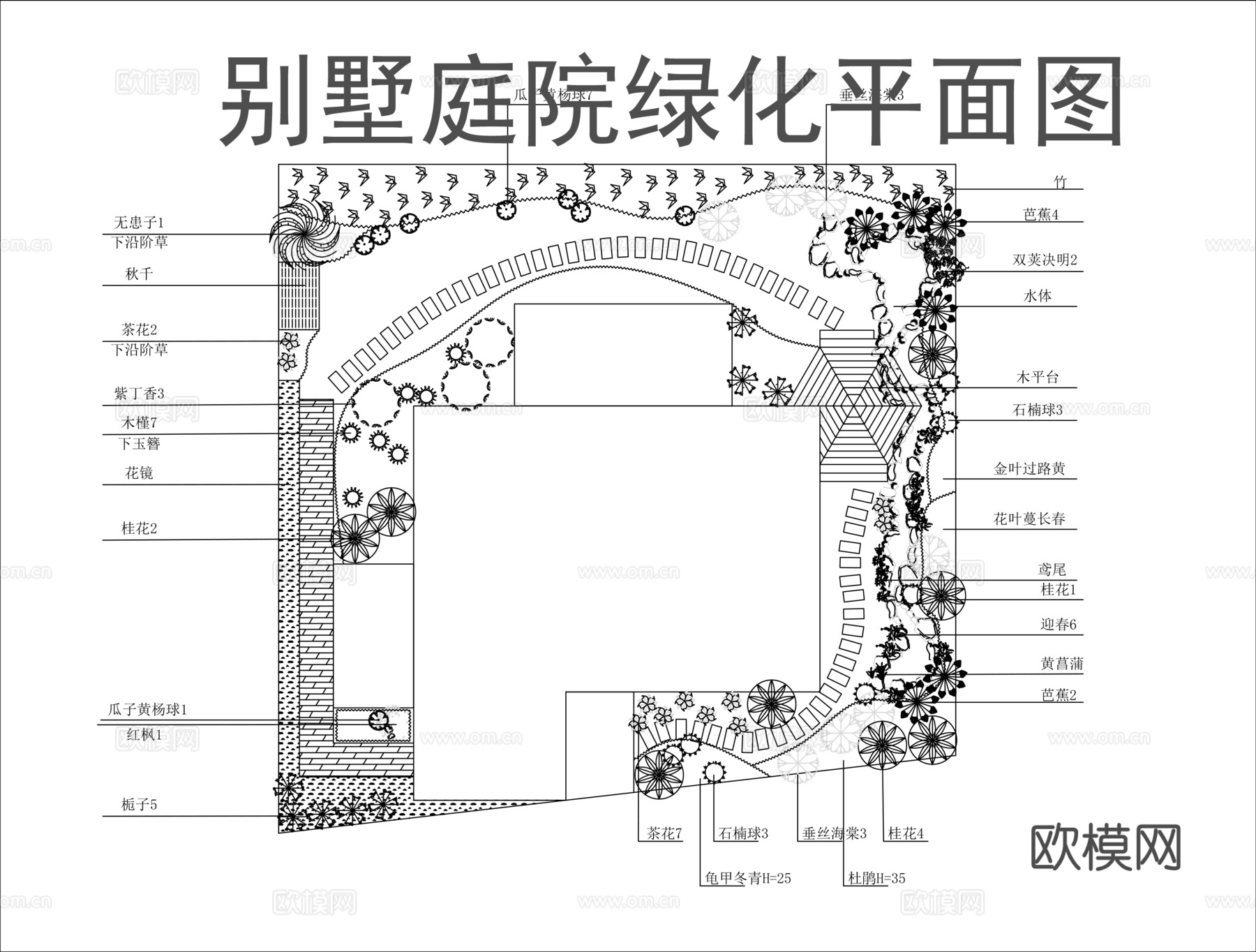 别墅庭院景观设计方案cad施工图
