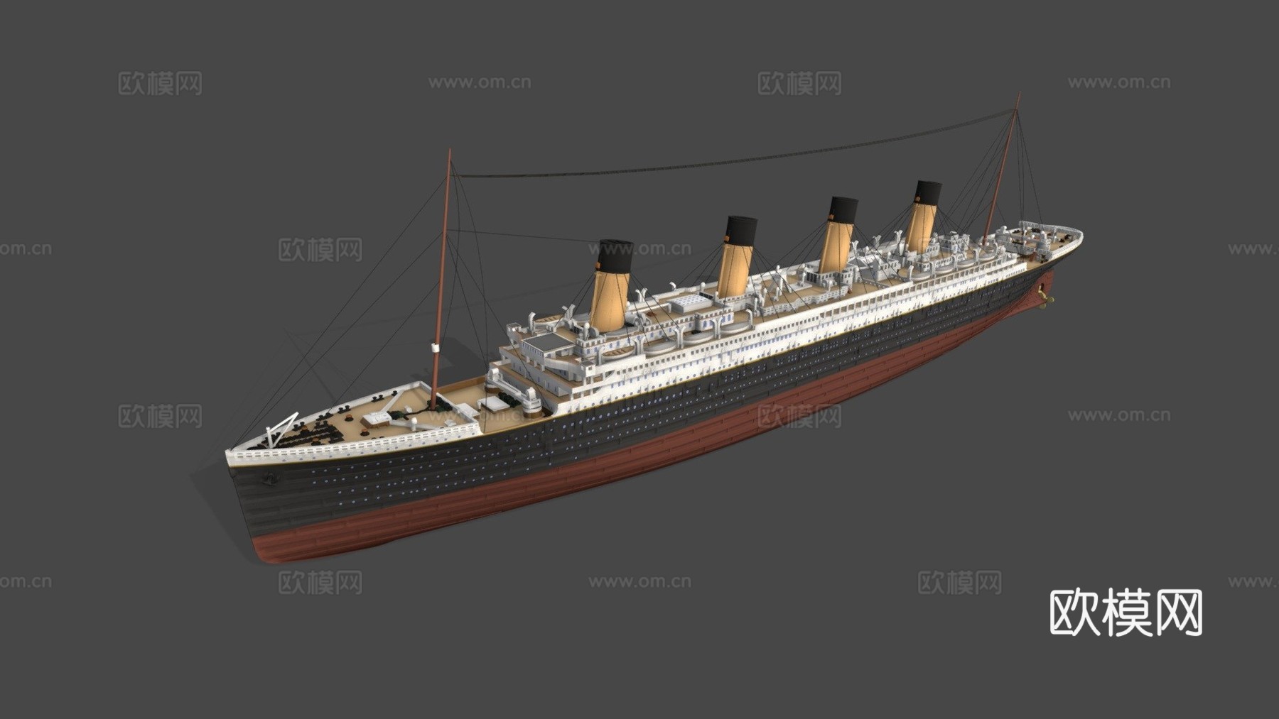 皇家邮轮泰坦尼克号3d模型下载（渲染图1）