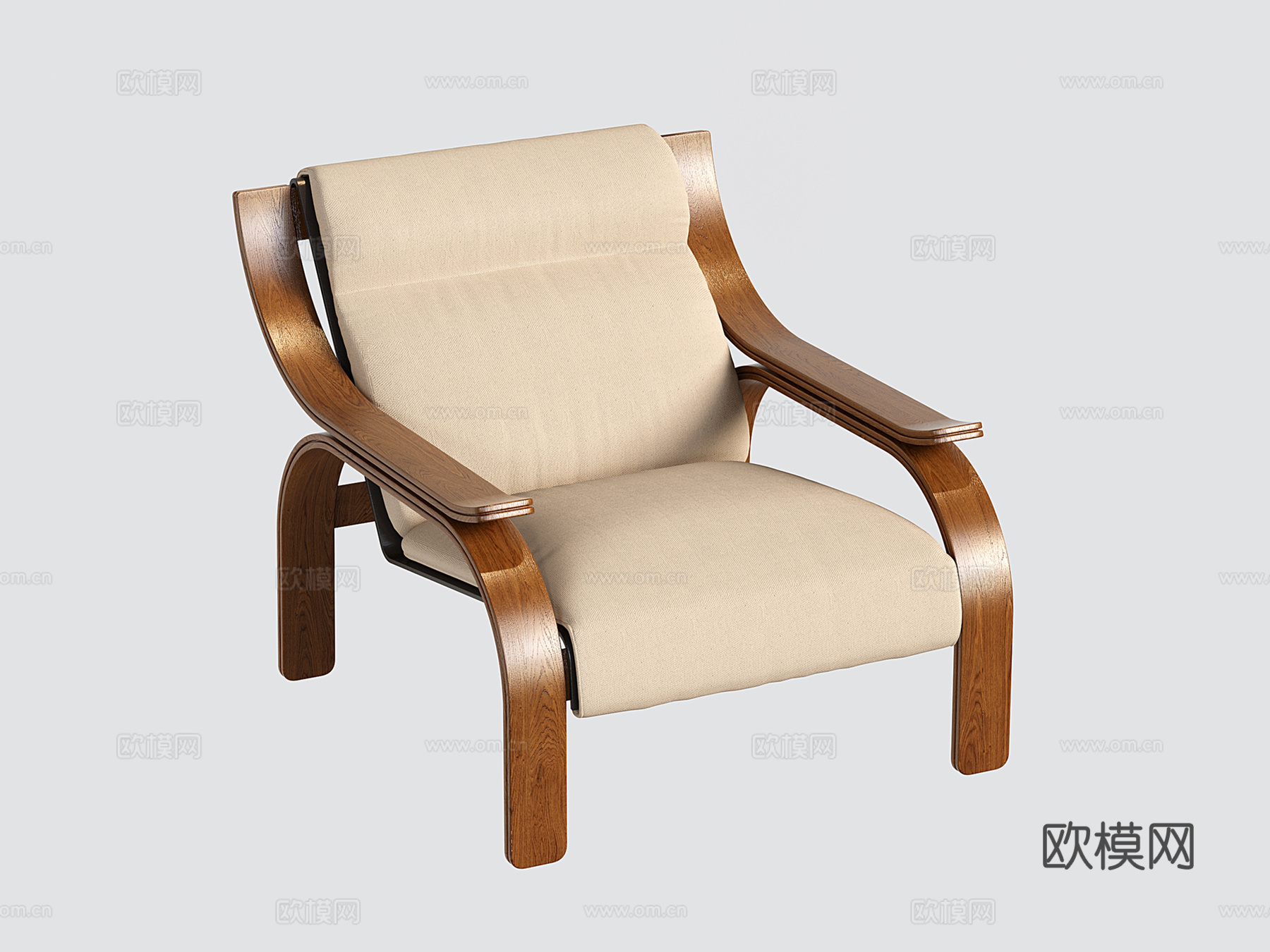 中古木质休闲椅 单人沙发su模型