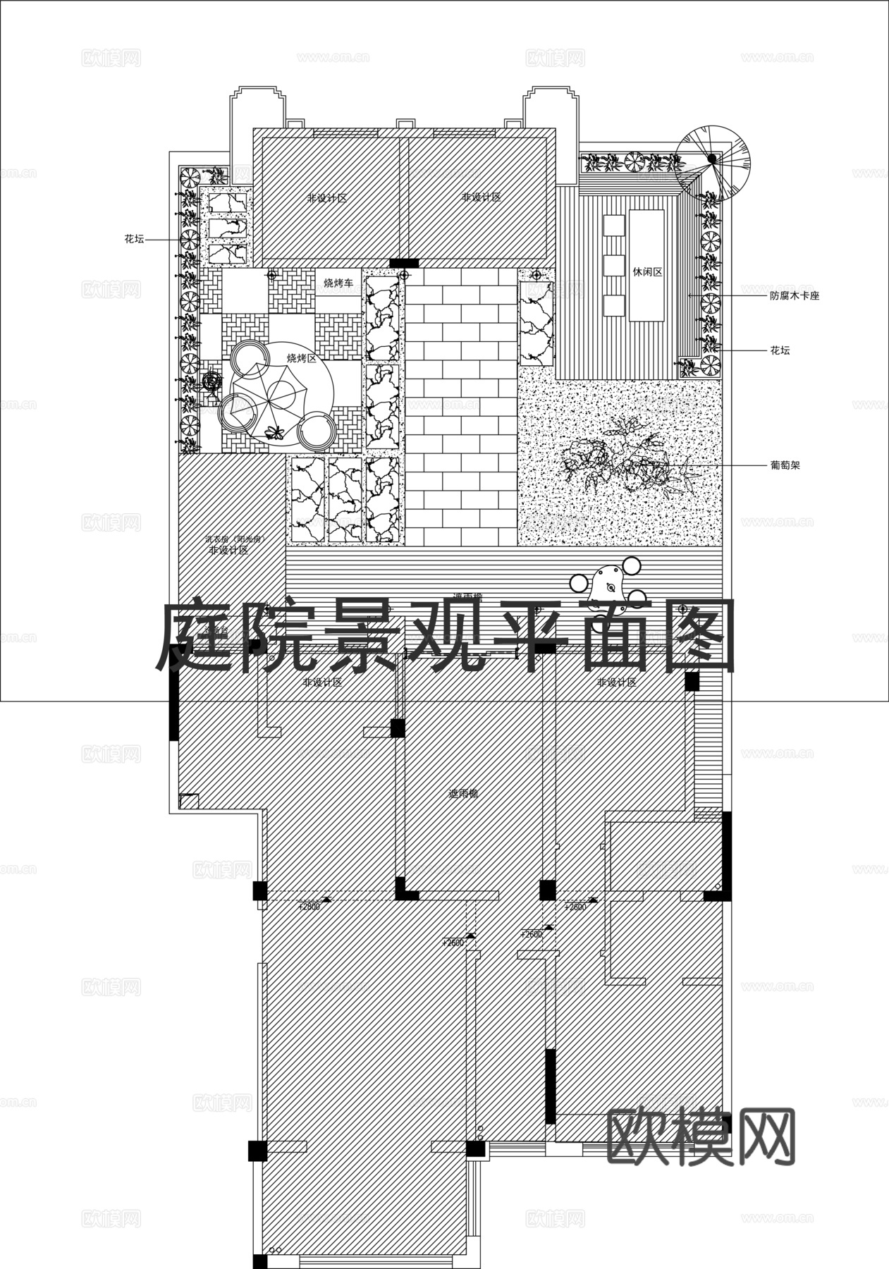 别墅庭院景观平面图cad施工图