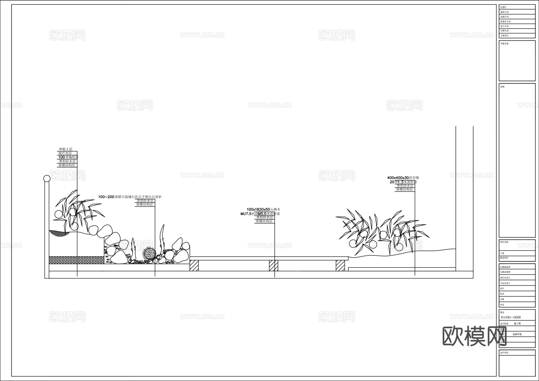 别墅庭院花园景观设计cad施工图