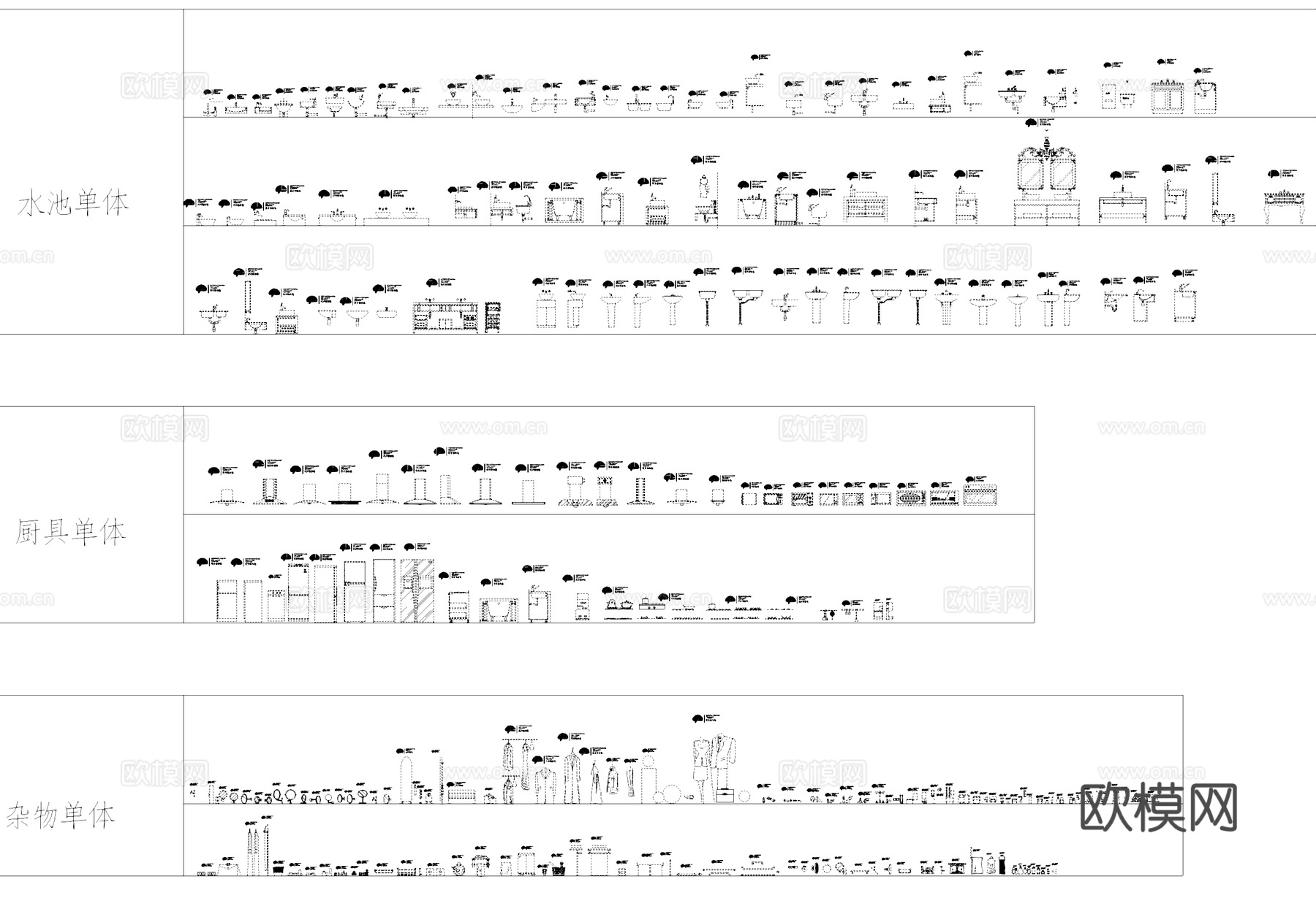 厨卫空间室内立面工装CAD图库cad施工图