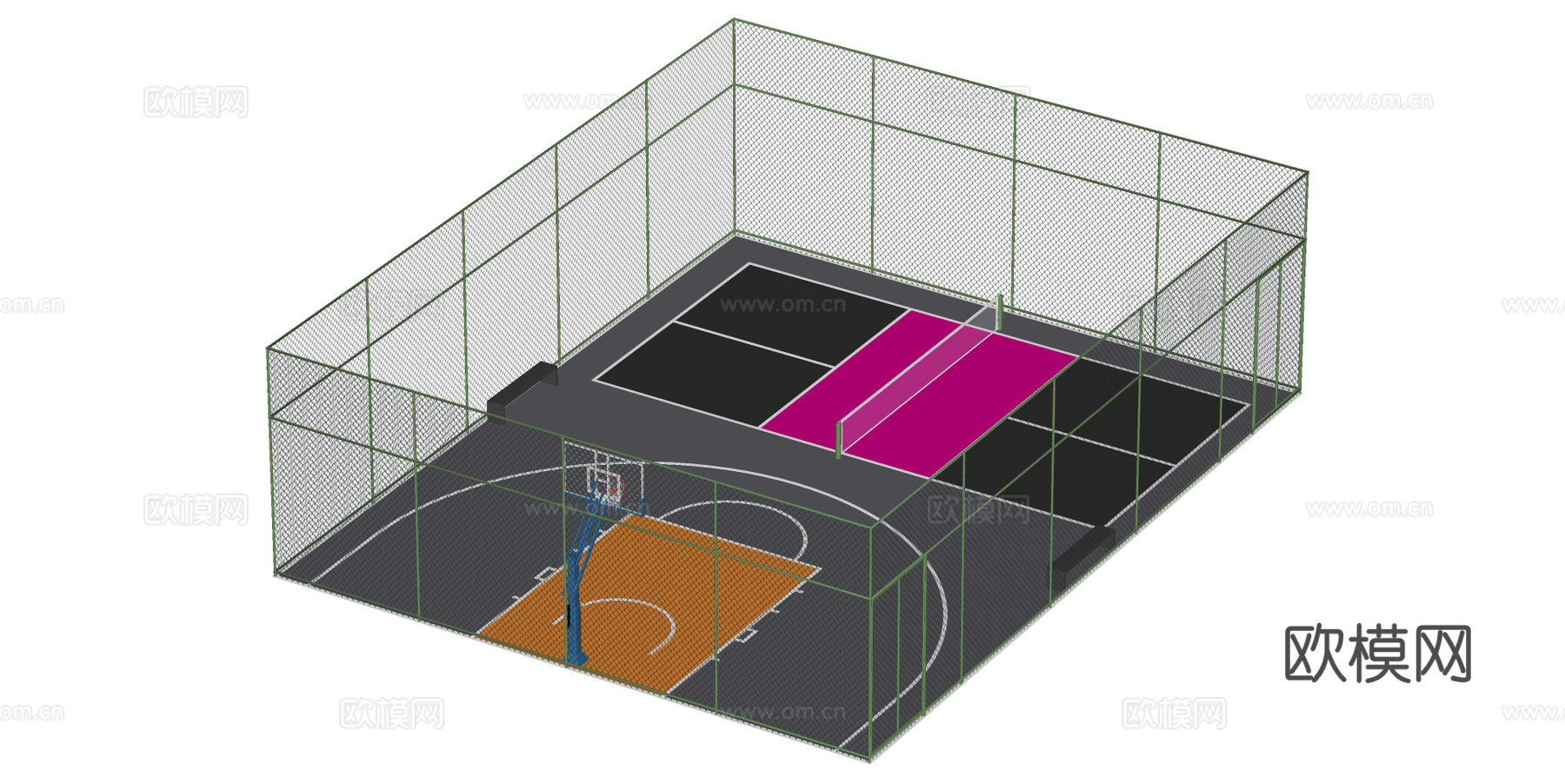 户外篮球场 匹克球场su模型