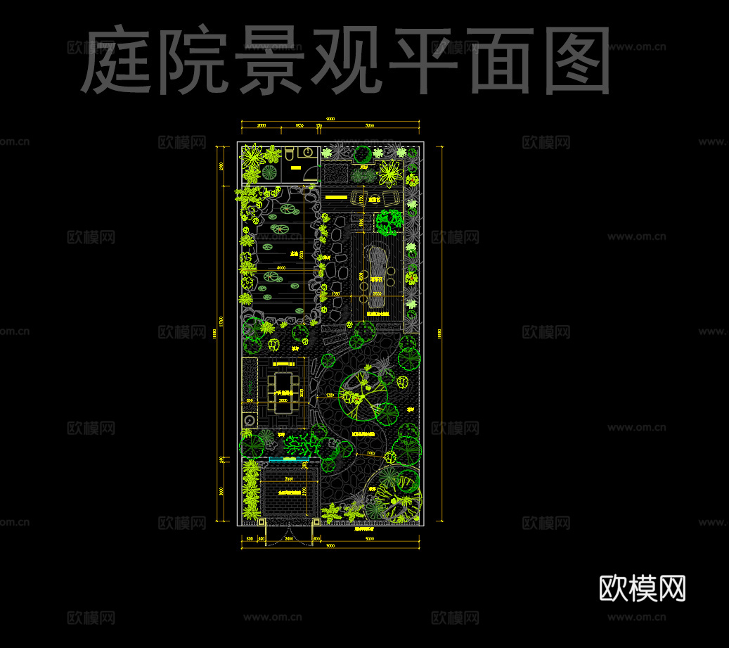 别墅庭院景观平面图cad施工图cad施工图