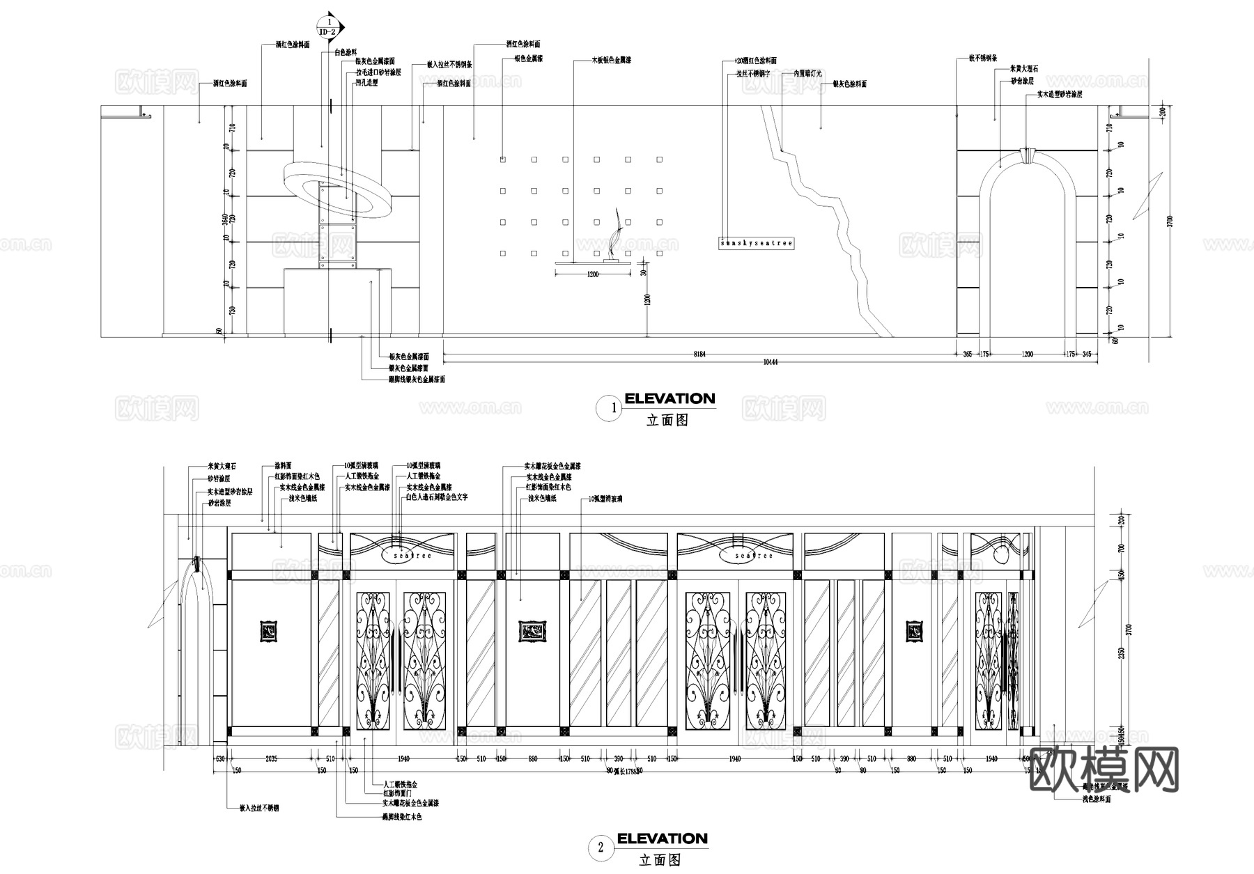 上海外国语大学食堂三层室内装饰CAD施工图集cad施工图