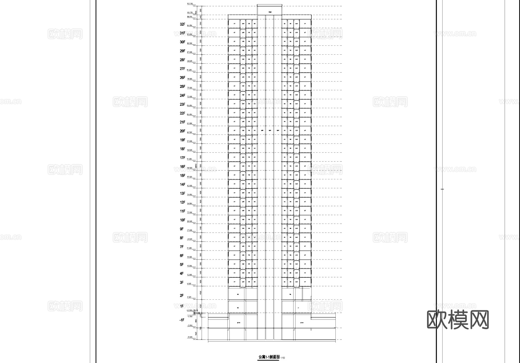 瑞祥商贸城公寓建筑CAD施工图cad施工图