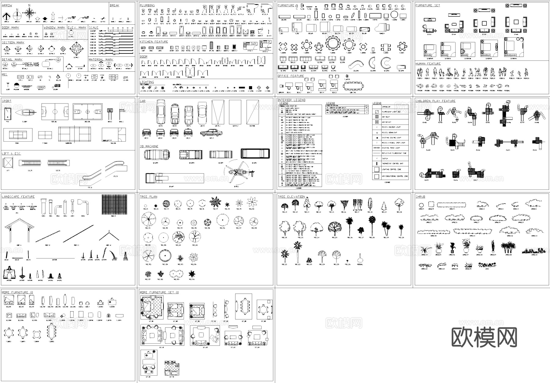 建筑景观室内综合CAD图块图库cad施工图