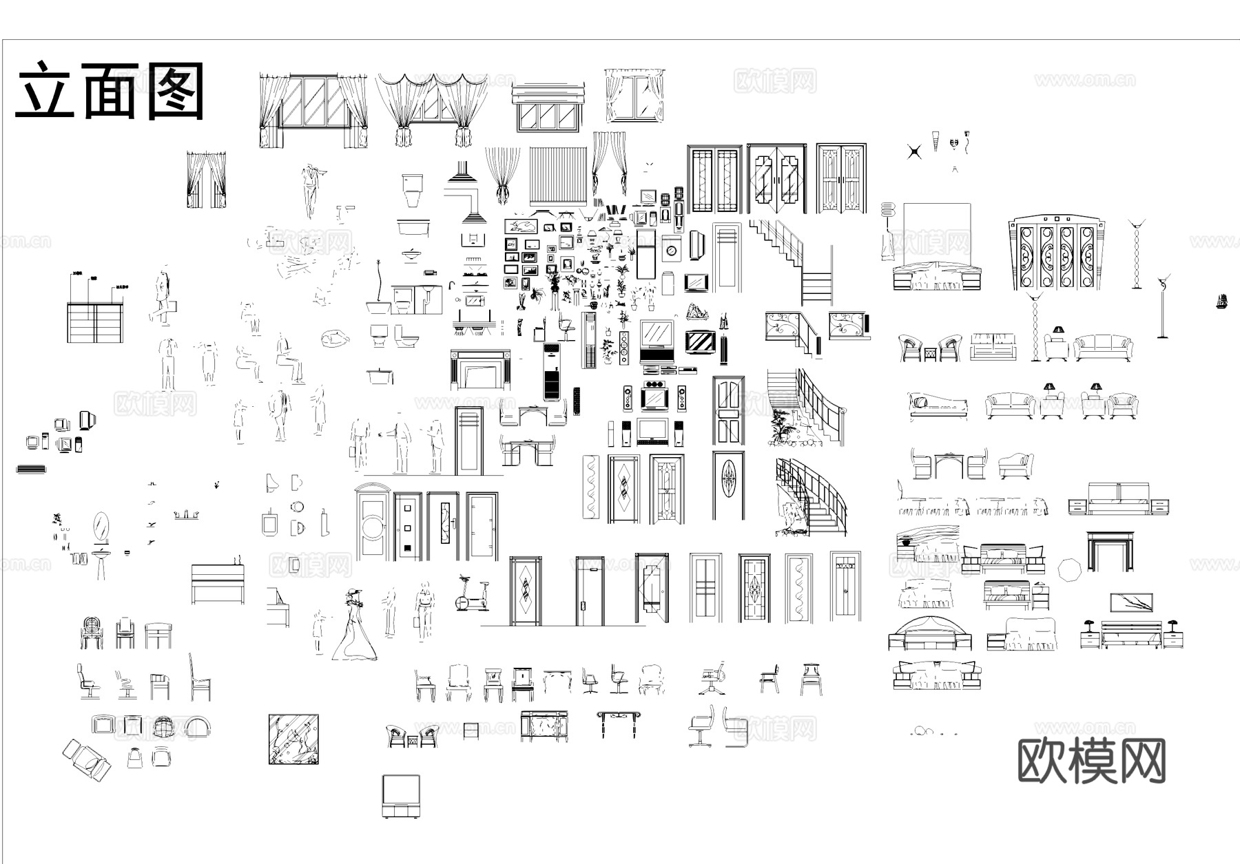 室内电器家具构件综合工装CAD图库cad施工图