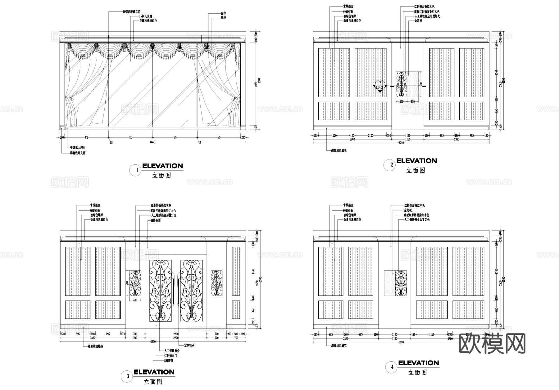 上海外国语大学食堂三层室内装饰CAD施工图集cad施工图