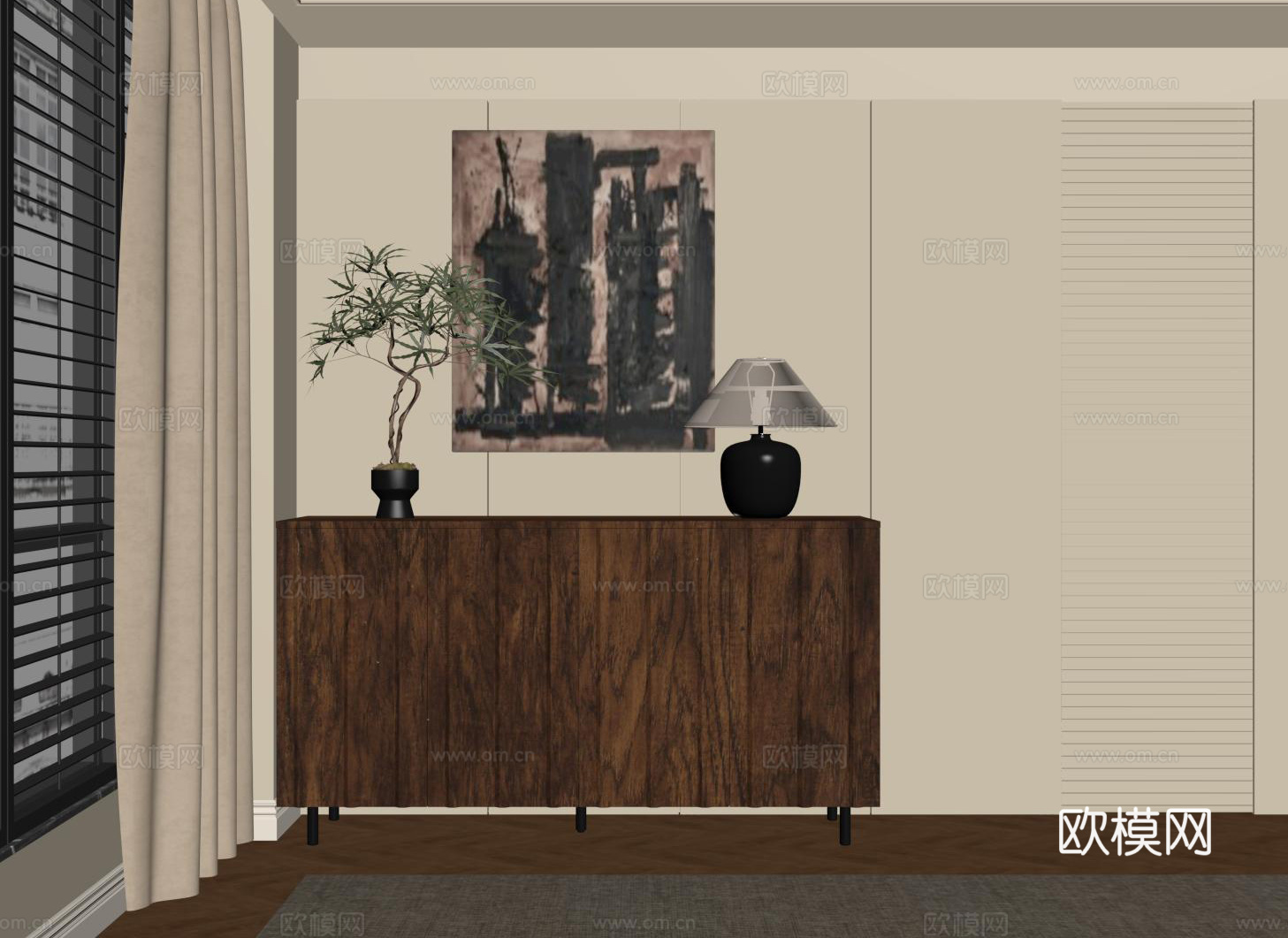 中古玄关柜 边柜 餐边柜 储物柜su模型