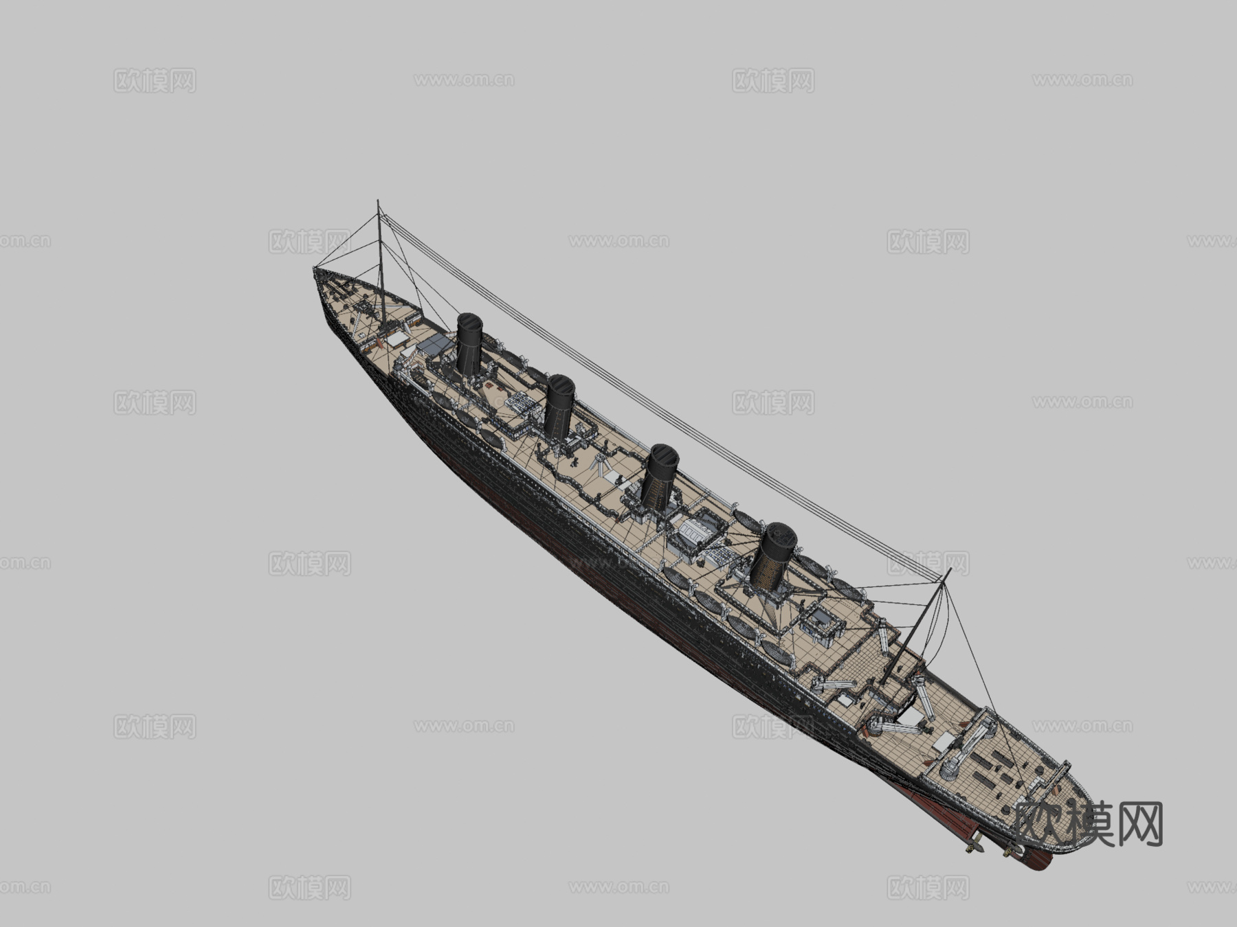 皇家邮轮泰坦尼克号3d模型下载（渲染图2）