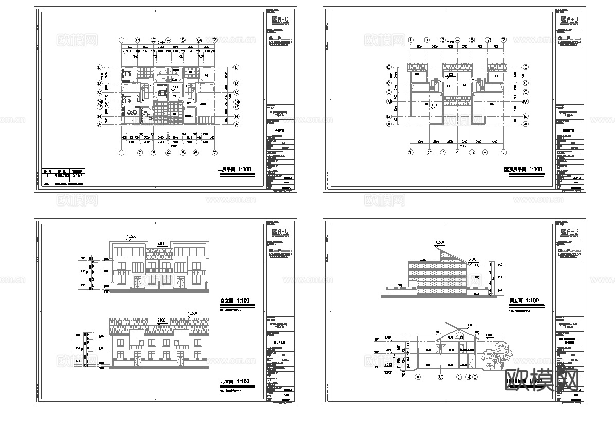 13套自建房两层别墅建筑 最新全套施工图设计cad施工图下载（渲染图4）