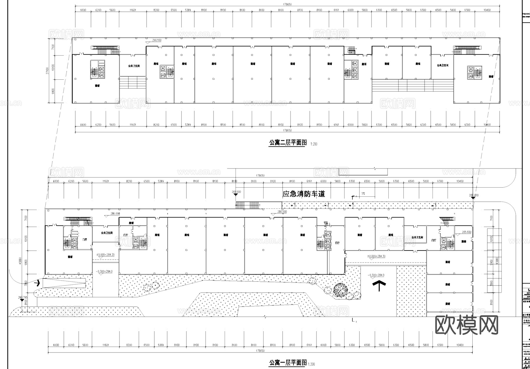 瑞祥商贸城公寓建筑CAD施工图cad施工图