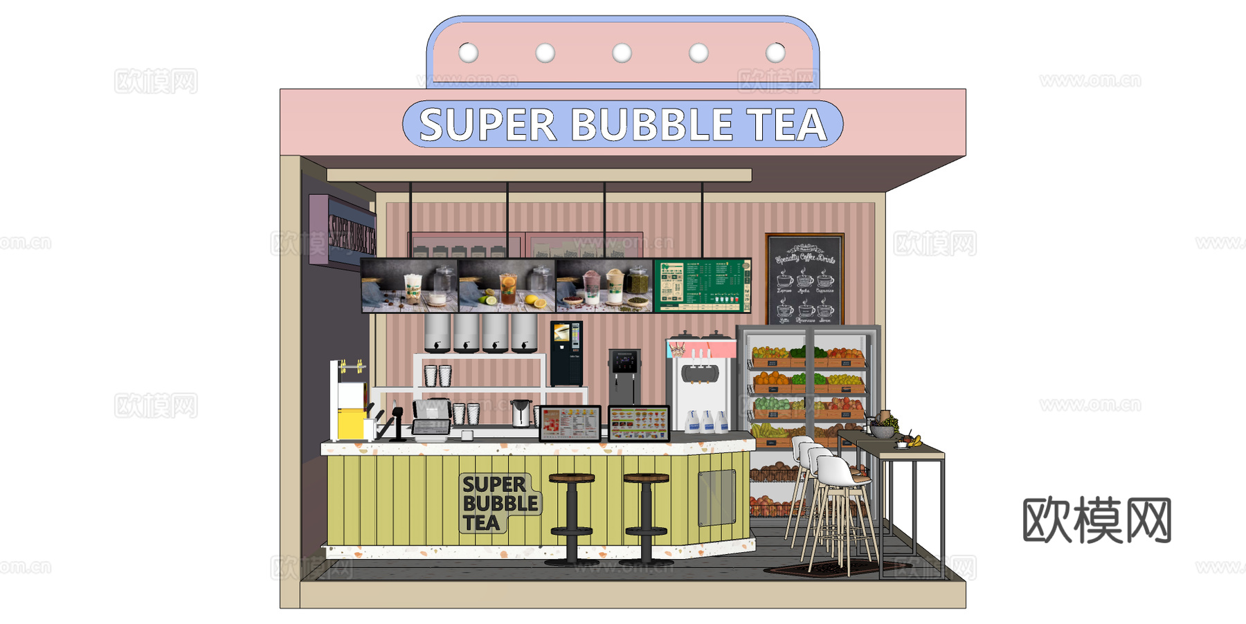 雪地咖啡厅su模型