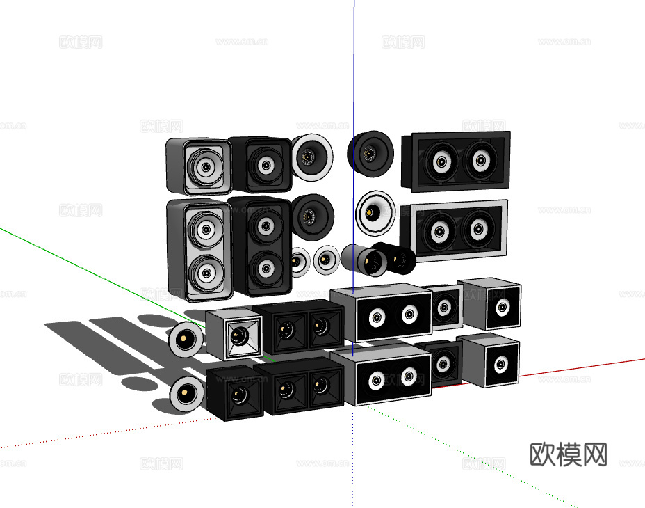 现代筒灯射灯合集su模型