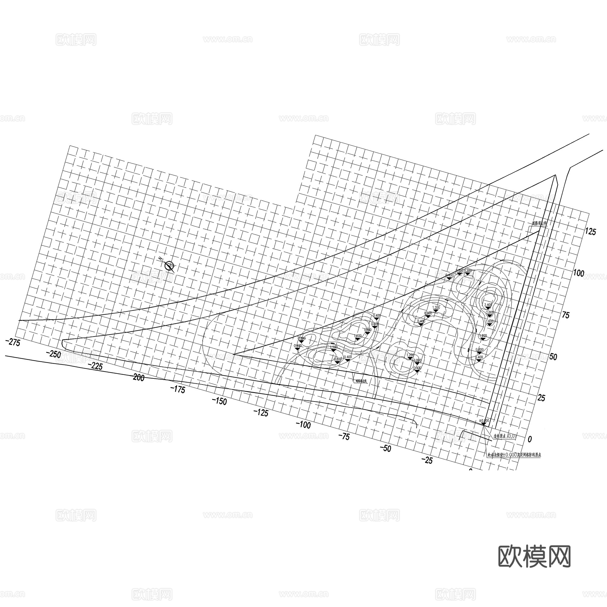 三角岛地块节点植物种植平面CAD施工图cad施工图