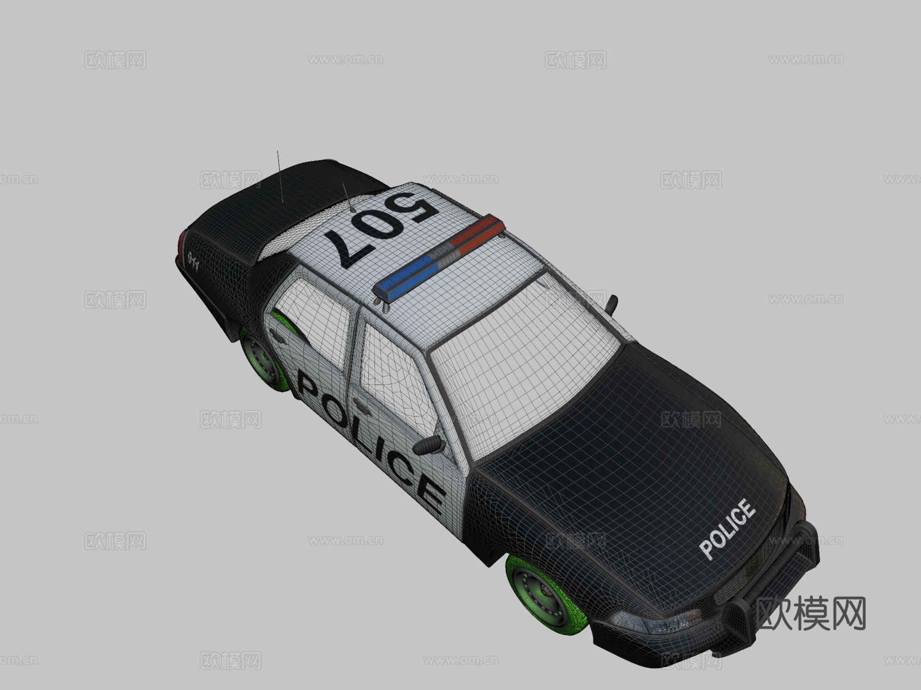 警车3d模型下载（渲染图2）