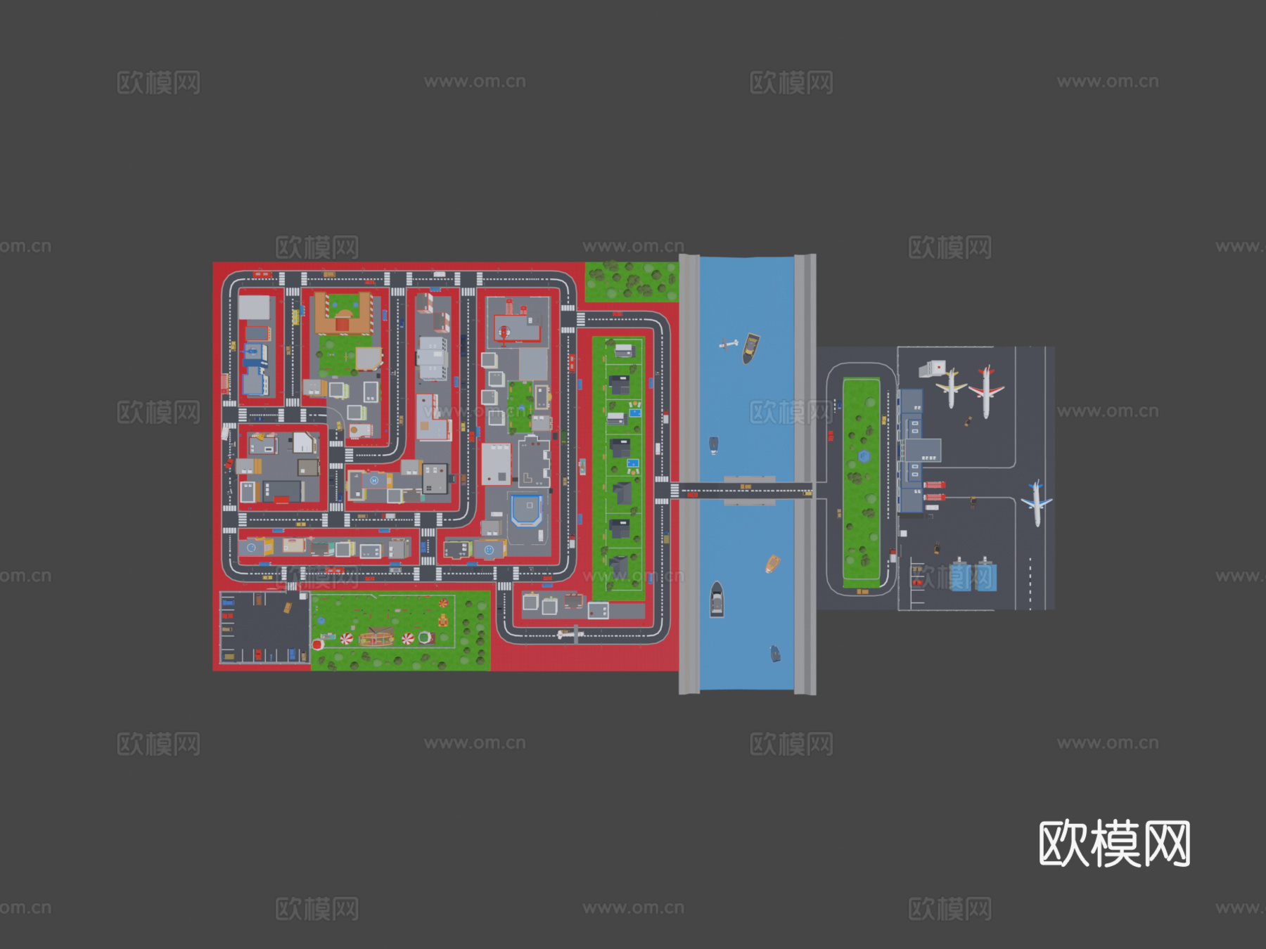 低多边形三维城市3d模型下载（渲染图7）
