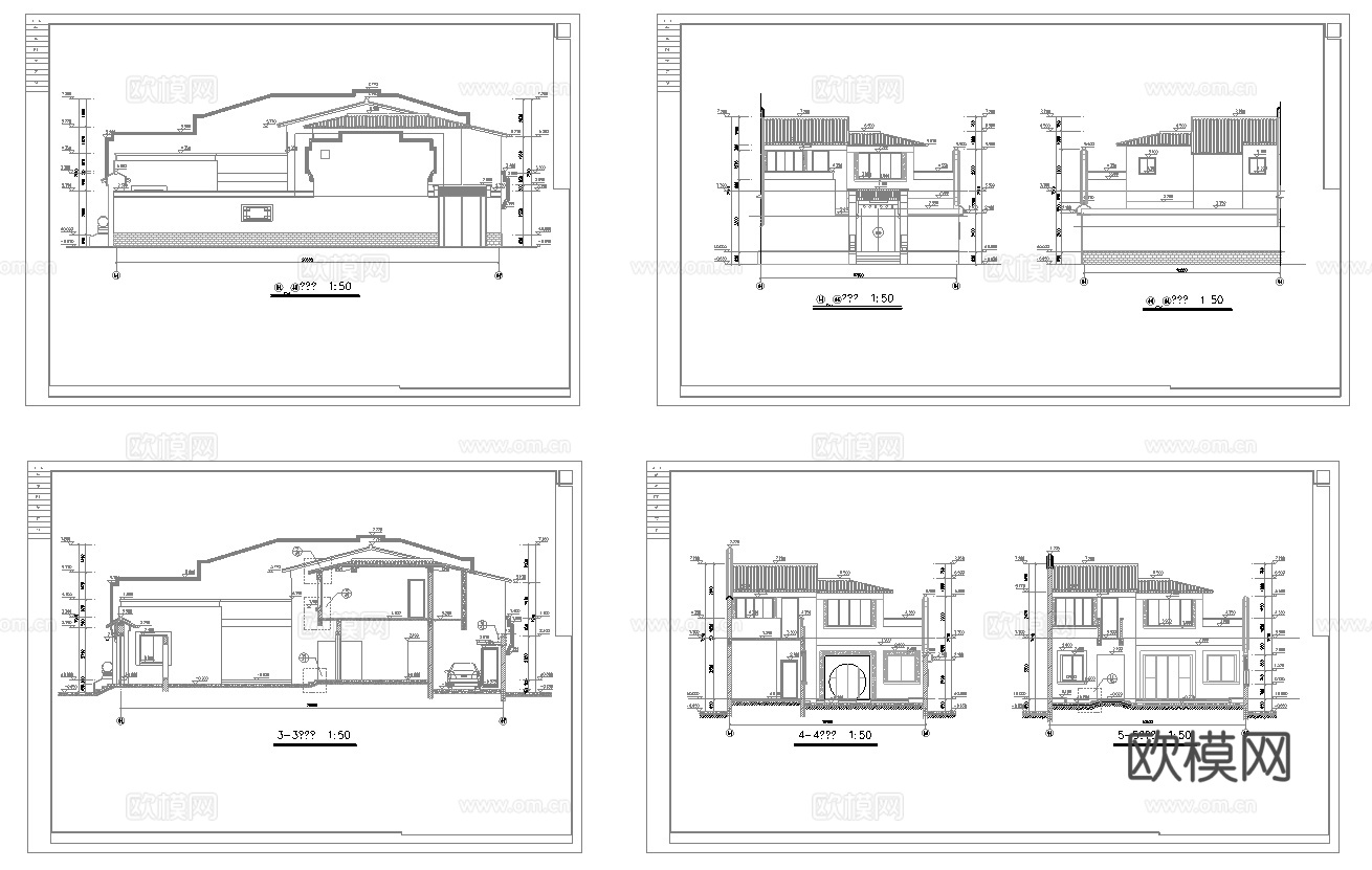 8套自建房四合院 最新全套施工图设计cad施工图