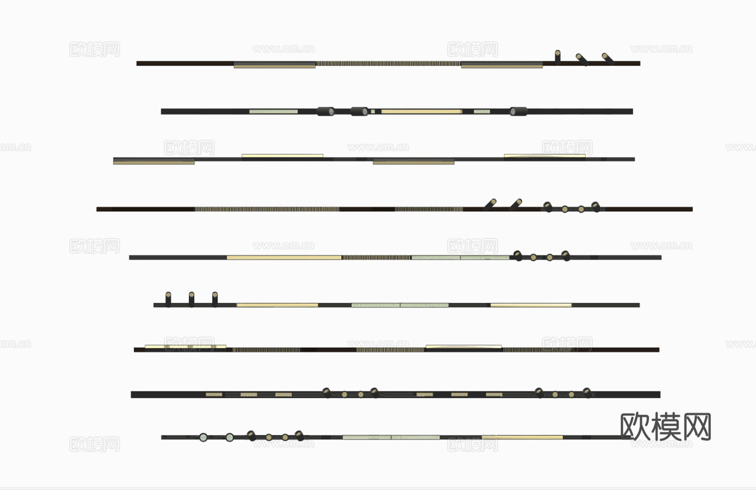 现代射灯筒灯轨道射灯合集su模型