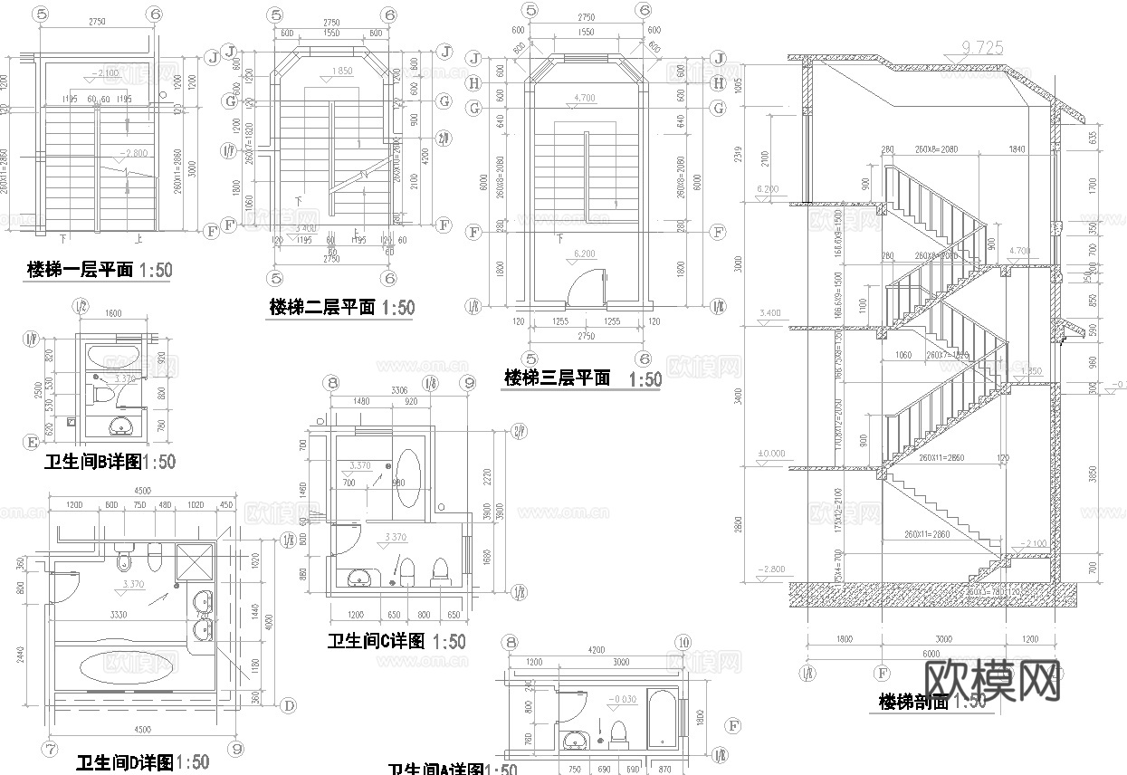 20套自建房三层别墅建筑 最新全套施工图设计cad施工图下载（渲染图5）