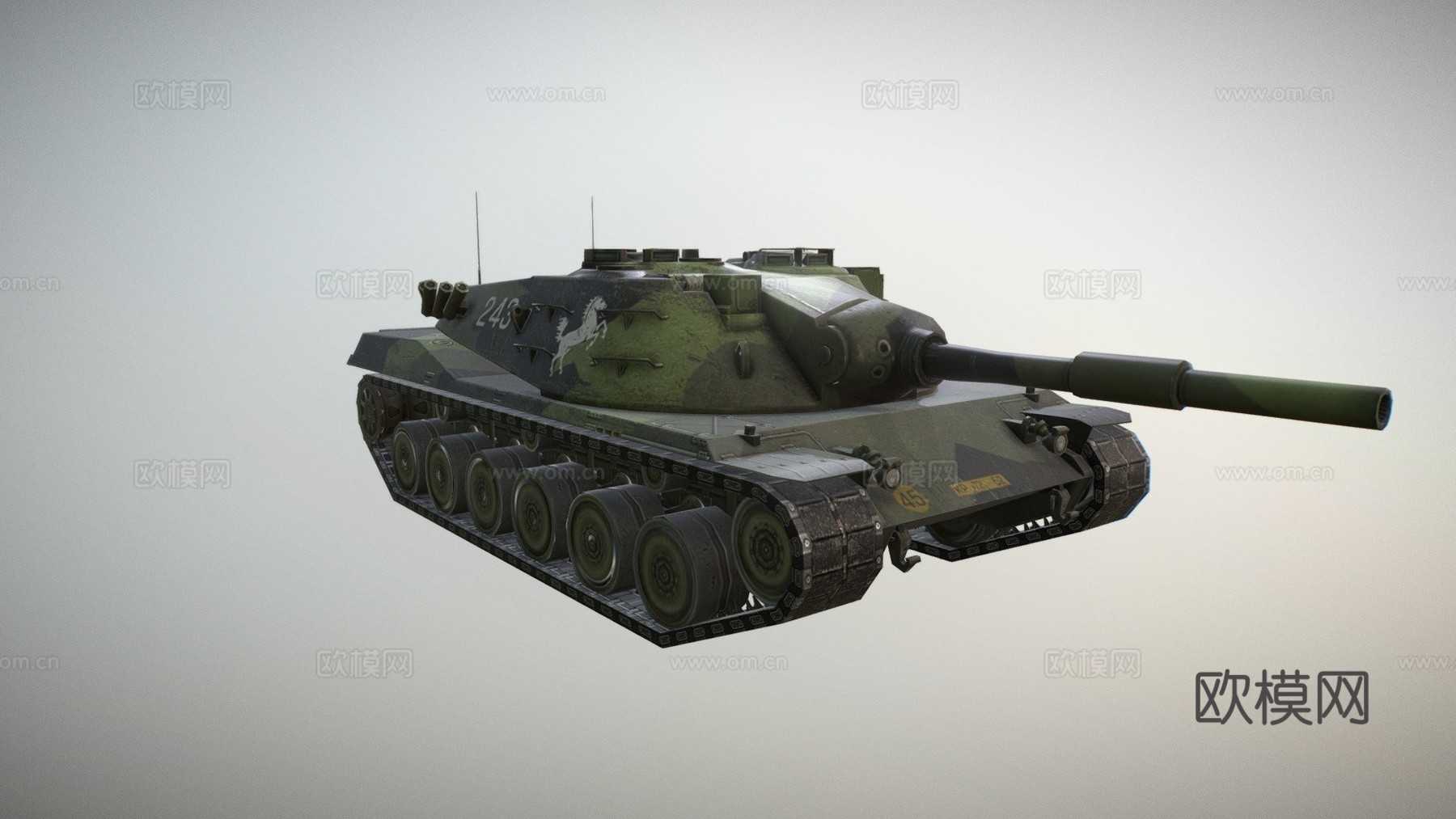 坦克世界闪电战KpfPz 70坦克3d模型下载（渲染图1）