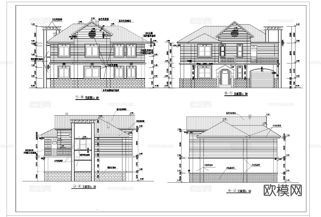 12套自建房建筑 最新全套施工图设计cad施工图下载（渲染图5）