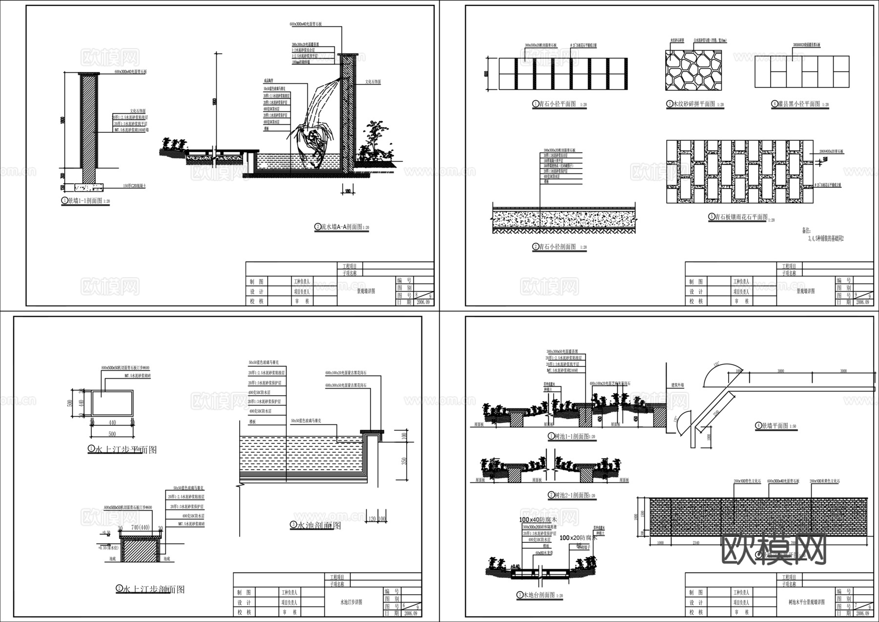 天台庭院景观平面方案cad施工图cad施工图