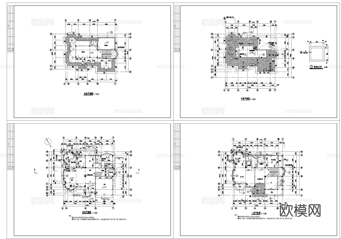 12套自建房两层别墅建筑 最新全套施工图设计cad施工图cad施工图
