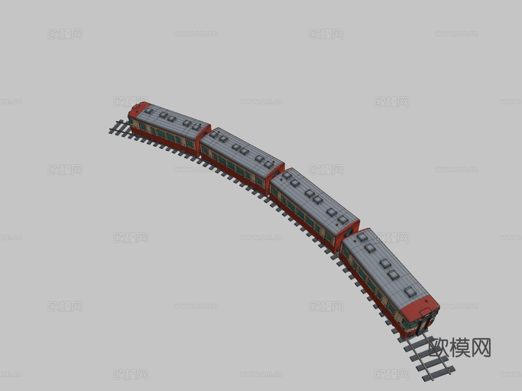 卡通通勤列车3d模型下载（渲染图2）