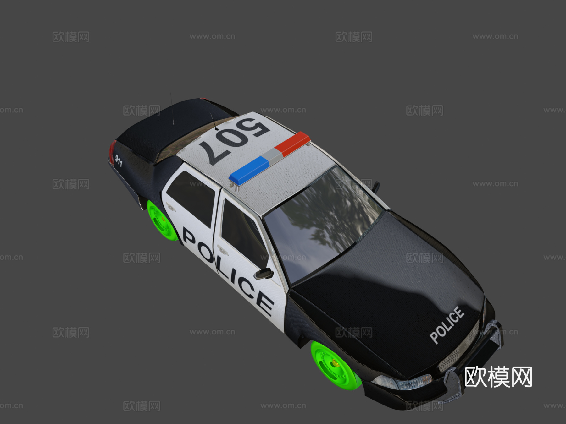 警车3d模型下载（渲染图1）