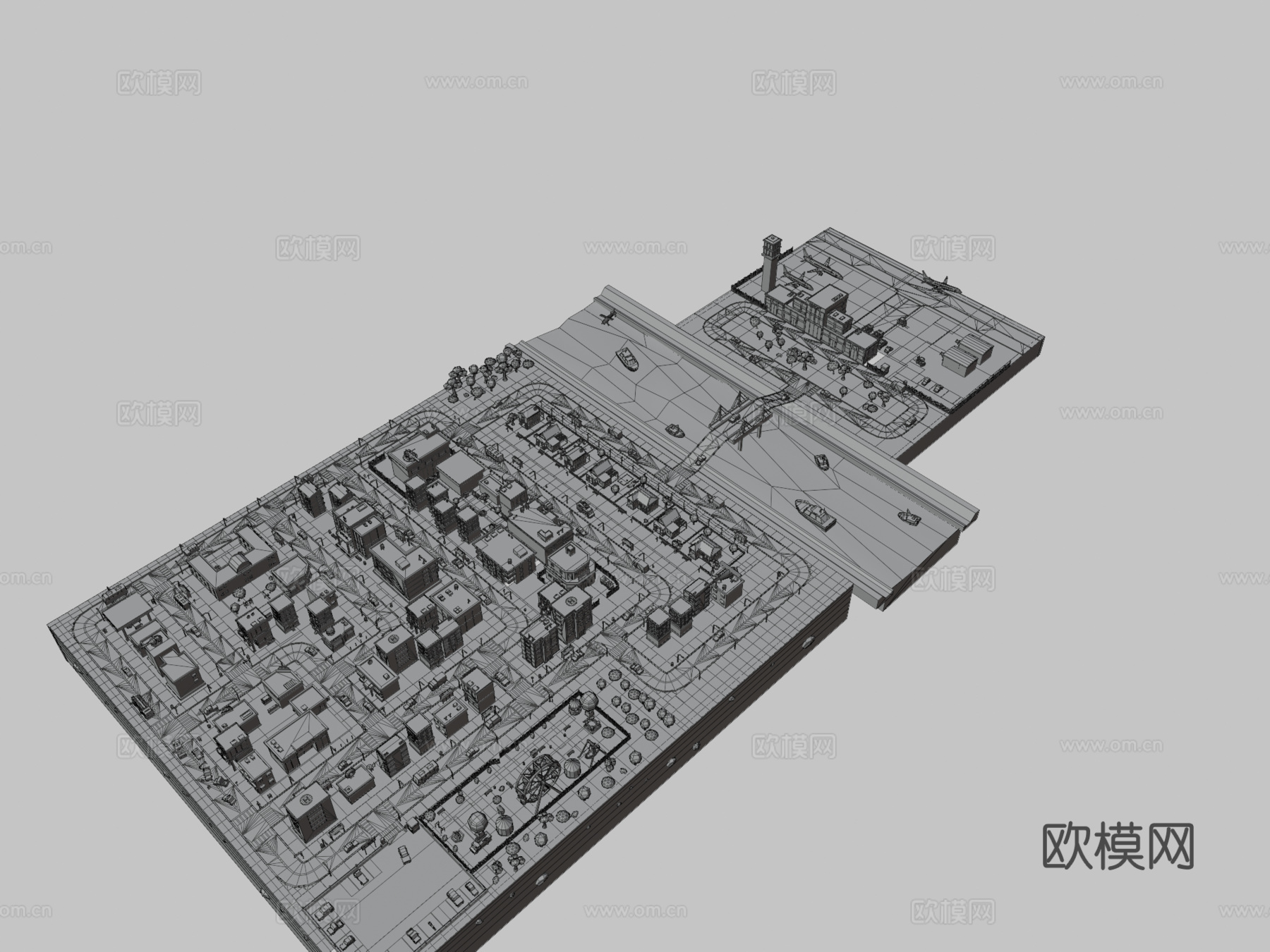 低多边形三维城市3d模型下载（渲染图3）