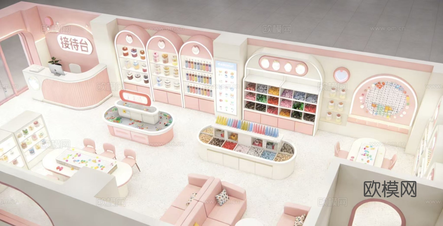 拼豆店平面图 专卖店平面图 效果图cad施工图