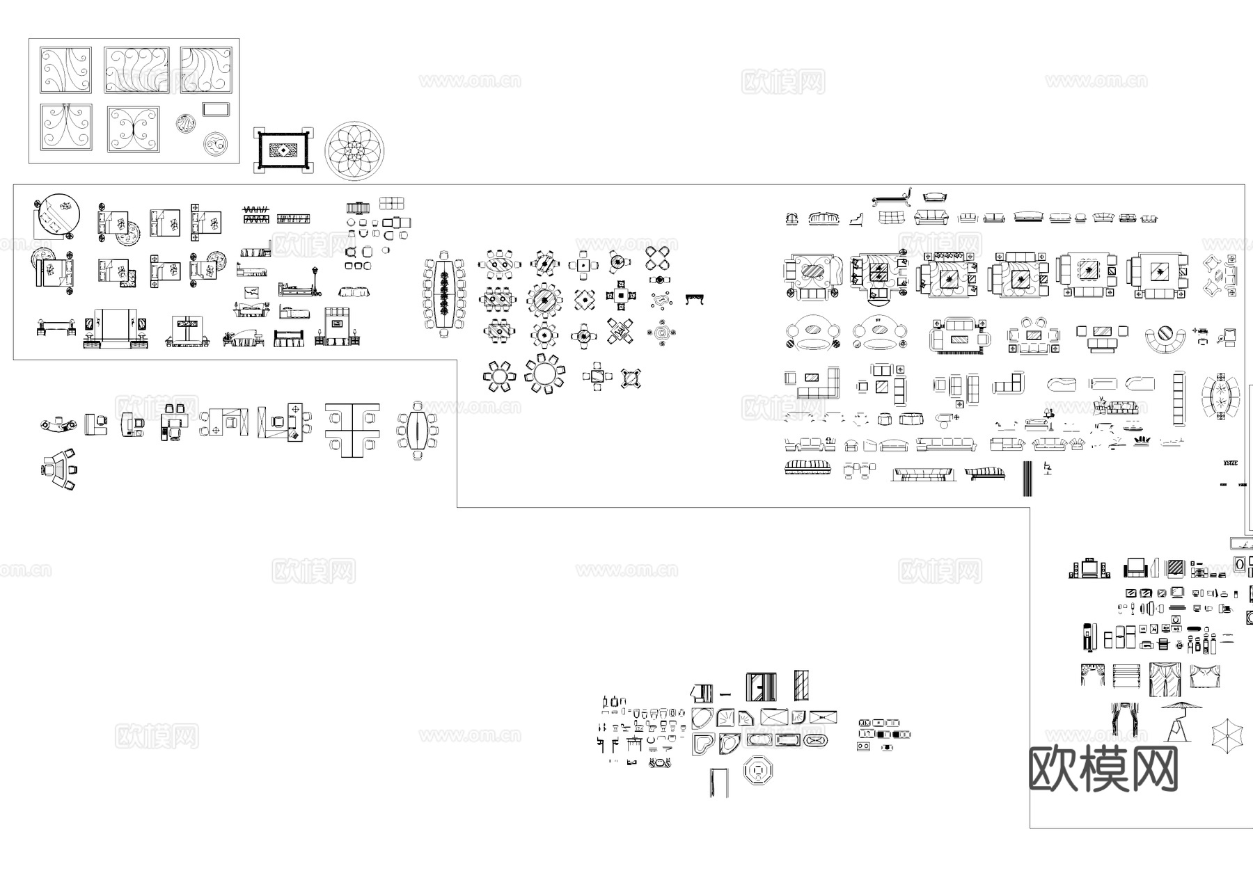 工装家具植物门窗车辆综合CAD图库cad施工图