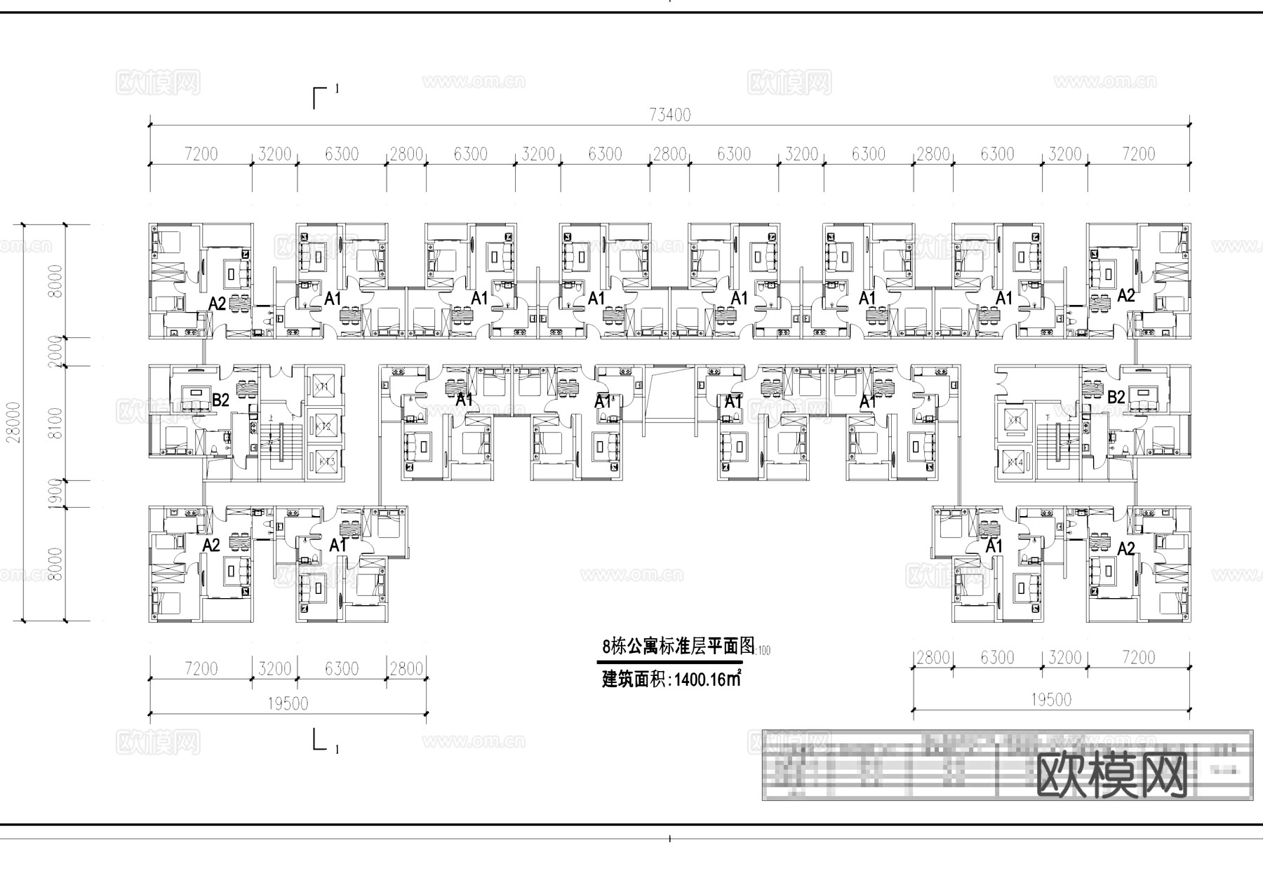 瑞祥商贸城公寓建筑CAD施工图cad施工图