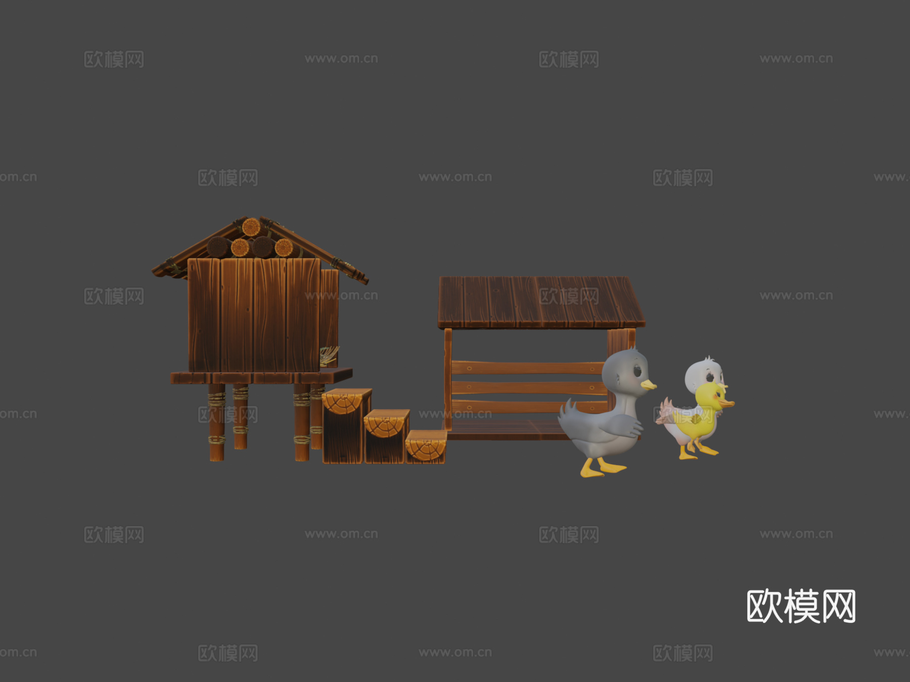 小鸭鸭子家庭小鸭3d模型下载（渲染图5）