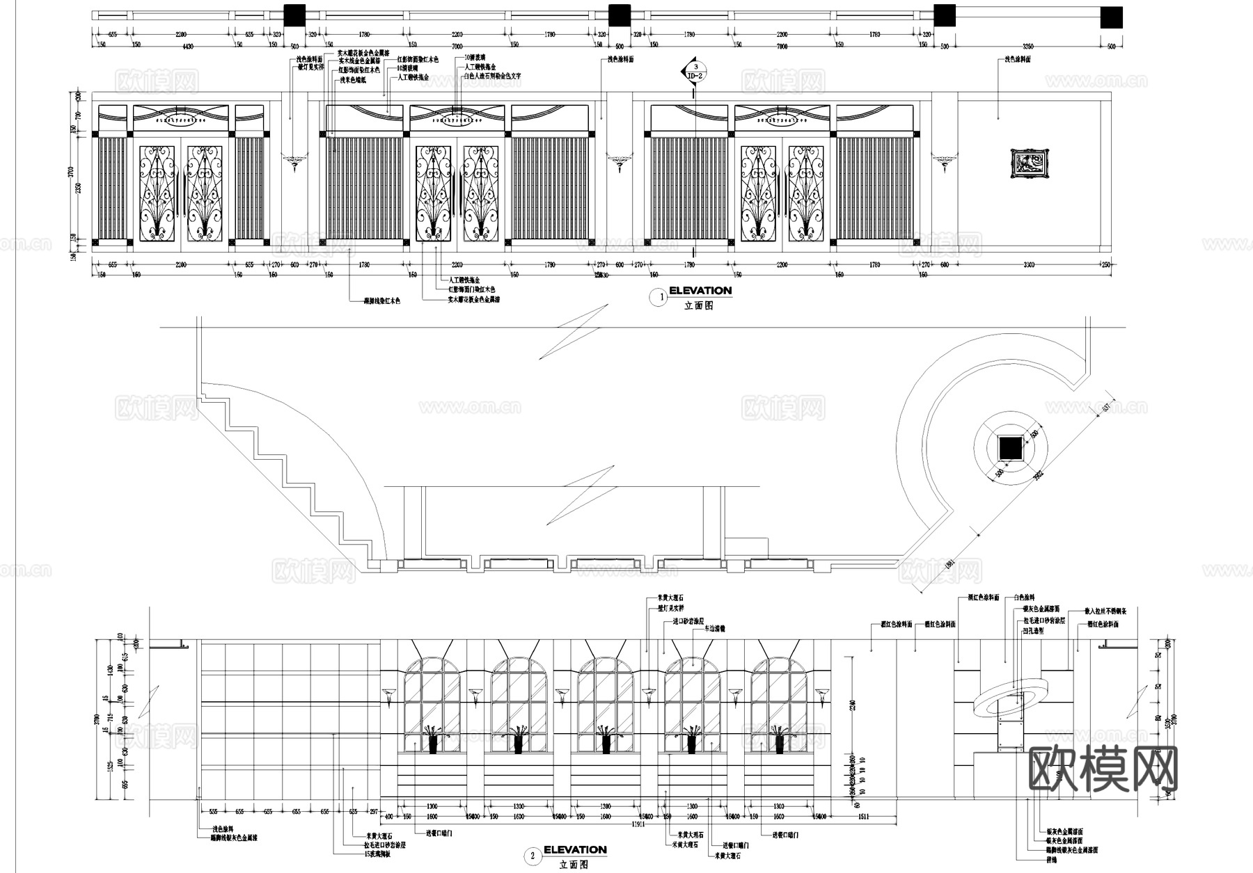上海外国语大学食堂三层室内装饰CAD施工图集cad施工图