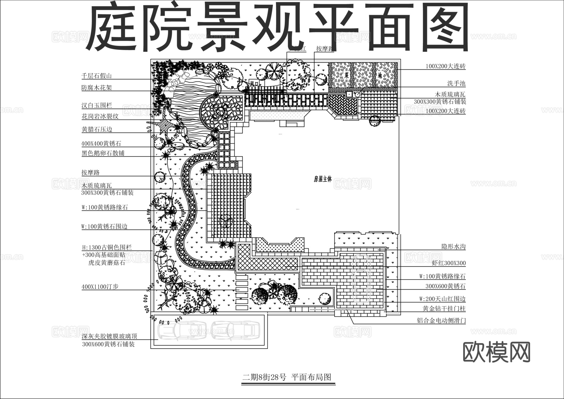 别墅庭院花园景观设计cad施工图cad施工图