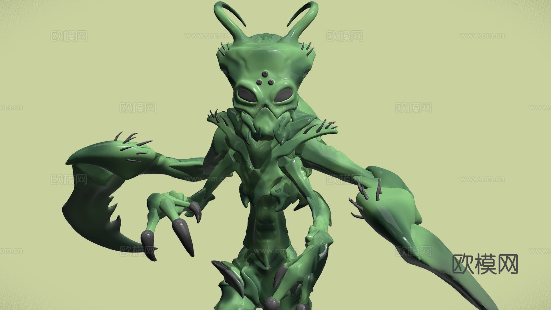 暗影中的螳螂猎手3d模型下载（渲染图1）