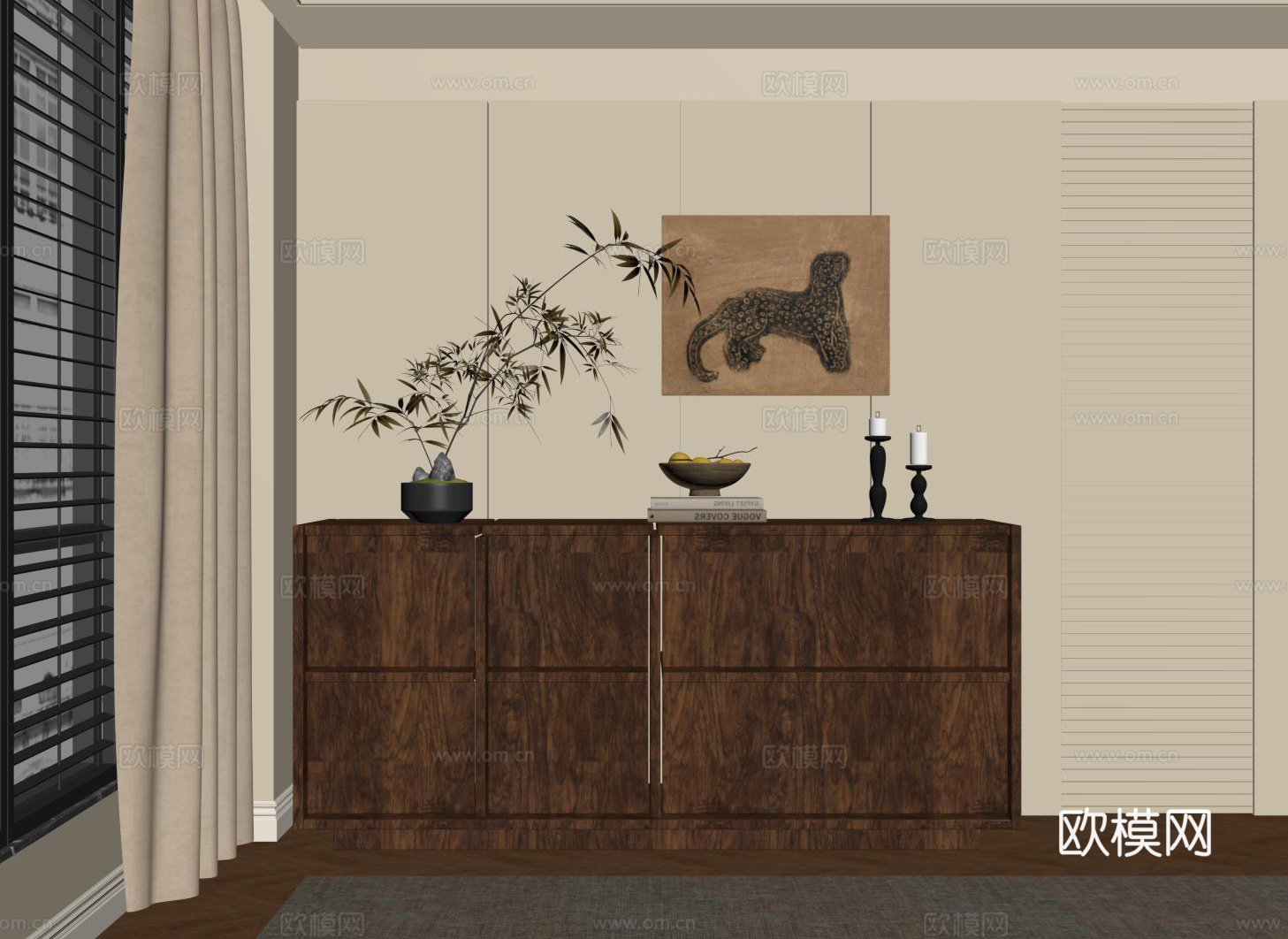 中古玄关柜 边柜 餐边柜 储物柜su模型