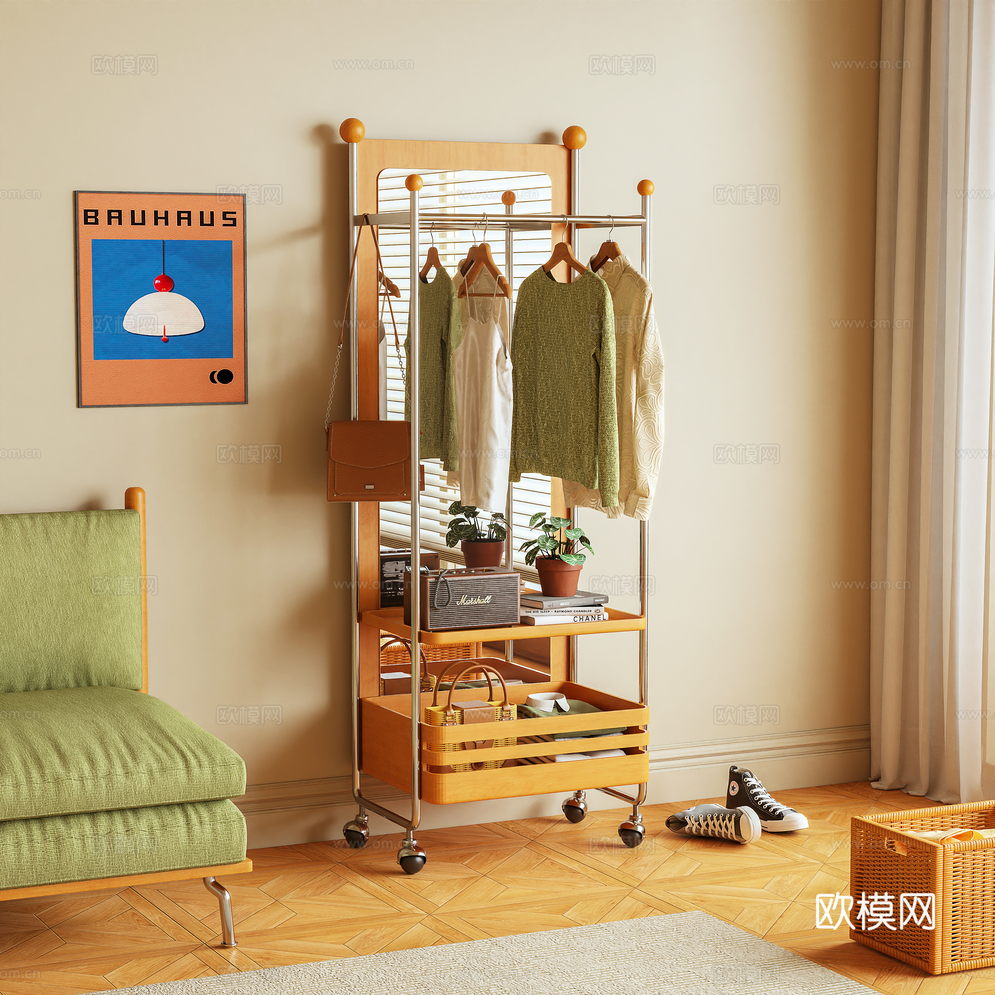 挂衣架 衣帽架 落地衣架 移动架 服饰3d模型下载
